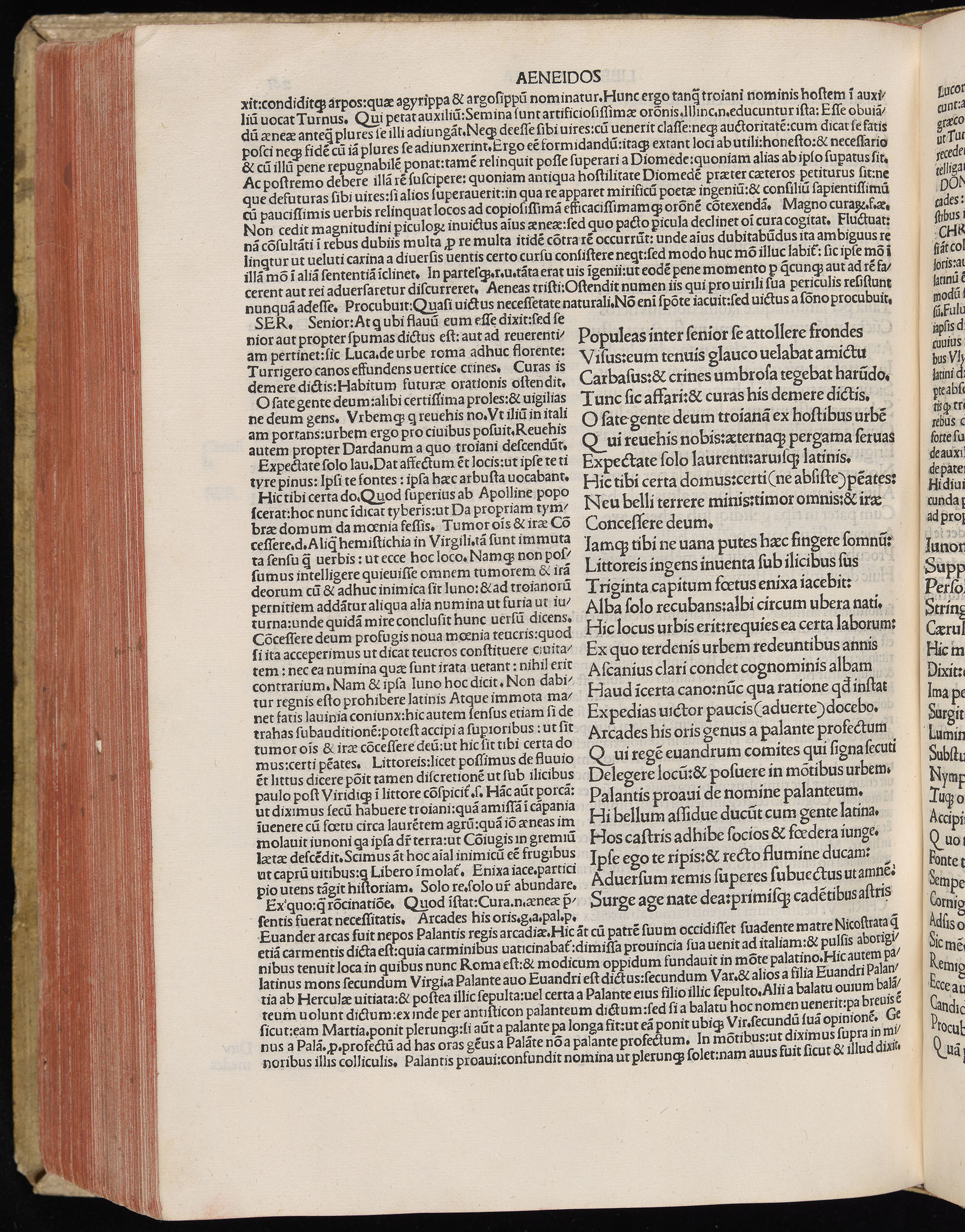 Vergilius cum c?mentariis quinque videlicet: Seruii, Landini, Ant. Mancinelli, Donati, Domitii. (M. Vegius' Book XIII addition to the Aen. Also Priapeia and Catalecta.) / Colophon: Impressu Venetiis per Bartolome? de Zanis de Portesio. . . . M.cccc.xciii. Stamped vellum with clasps. Very rare. Fol. - Image 542