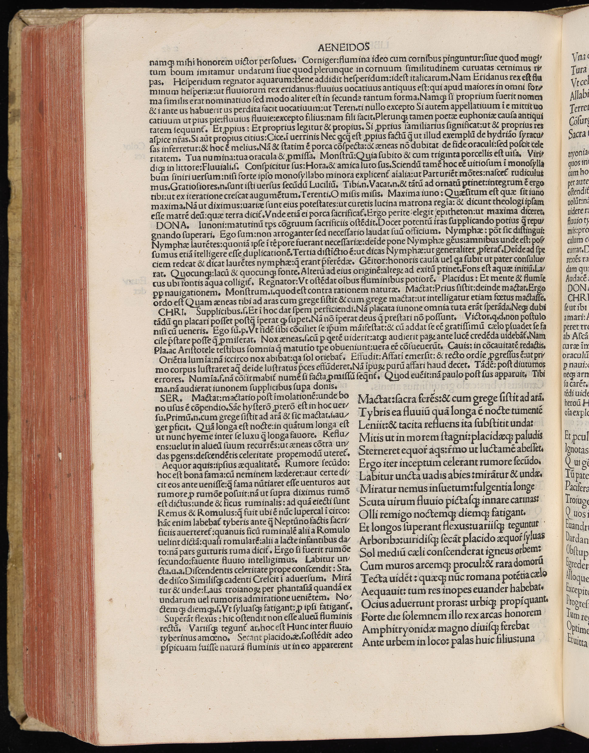 Vergilius cum c?mentariis quinque videlicet: Seruii, Landini, Ant. Mancinelli, Donati, Domitii. (M. Vegius' Book XIII addition to the Aen. Also Priapeia and Catalecta.) / Colophon: Impressu Venetiis per Bartolome? de Zanis de Portesio. . . . M.cccc.xciii. Stamped vellum with clasps. Very rare. Fol. - Image 544