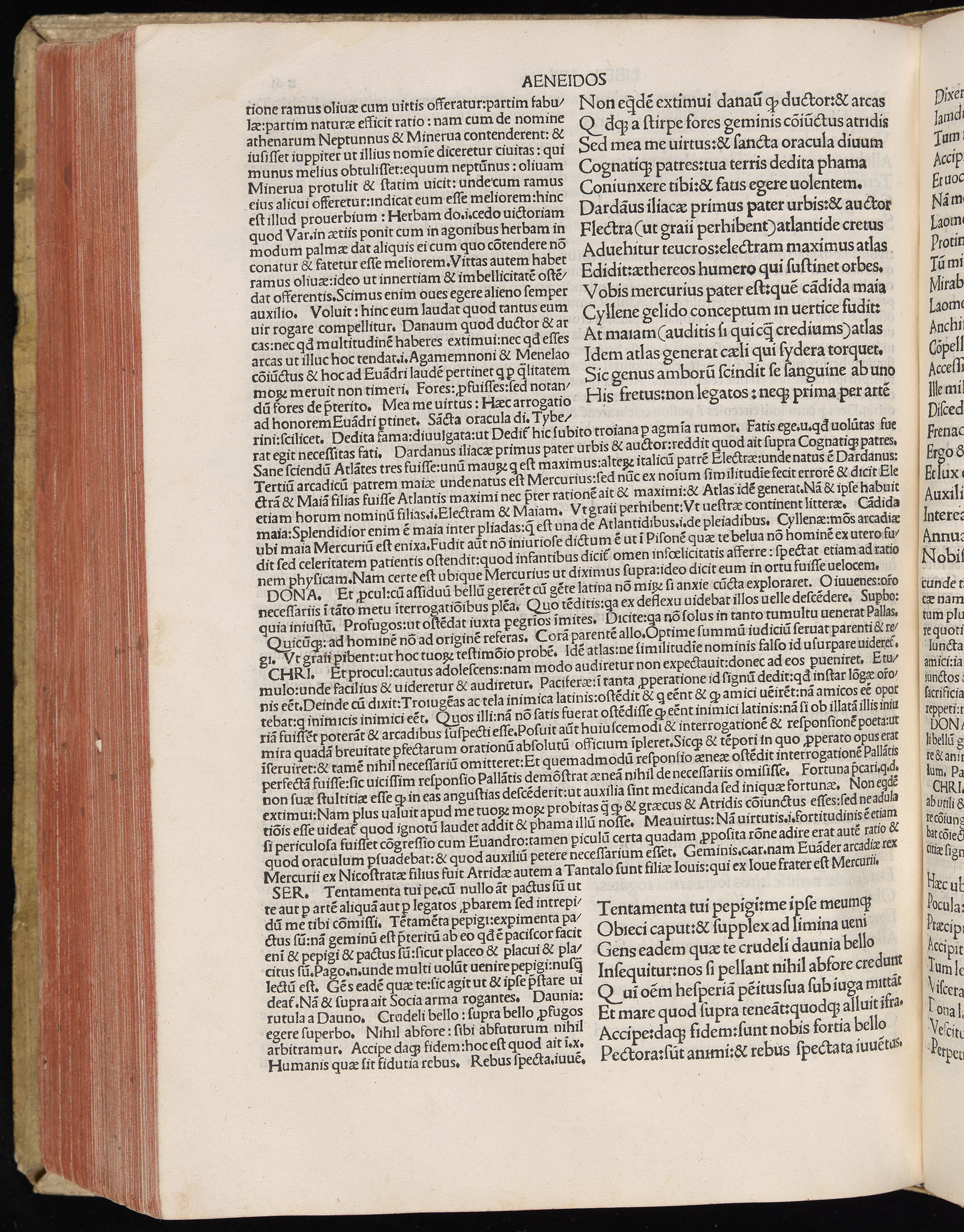 Vergilius cum c?mentariis quinque videlicet: Seruii, Landini, Ant. Mancinelli, Donati, Domitii. (M. Vegius' Book XIII addition to the Aen. Also Priapeia and Catalecta.) / Colophon: Impressu Venetiis per Bartolome? de Zanis de Portesio. . . . M.cccc.xciii. Stamped vellum with clasps. Very rare. Fol. - Image 546