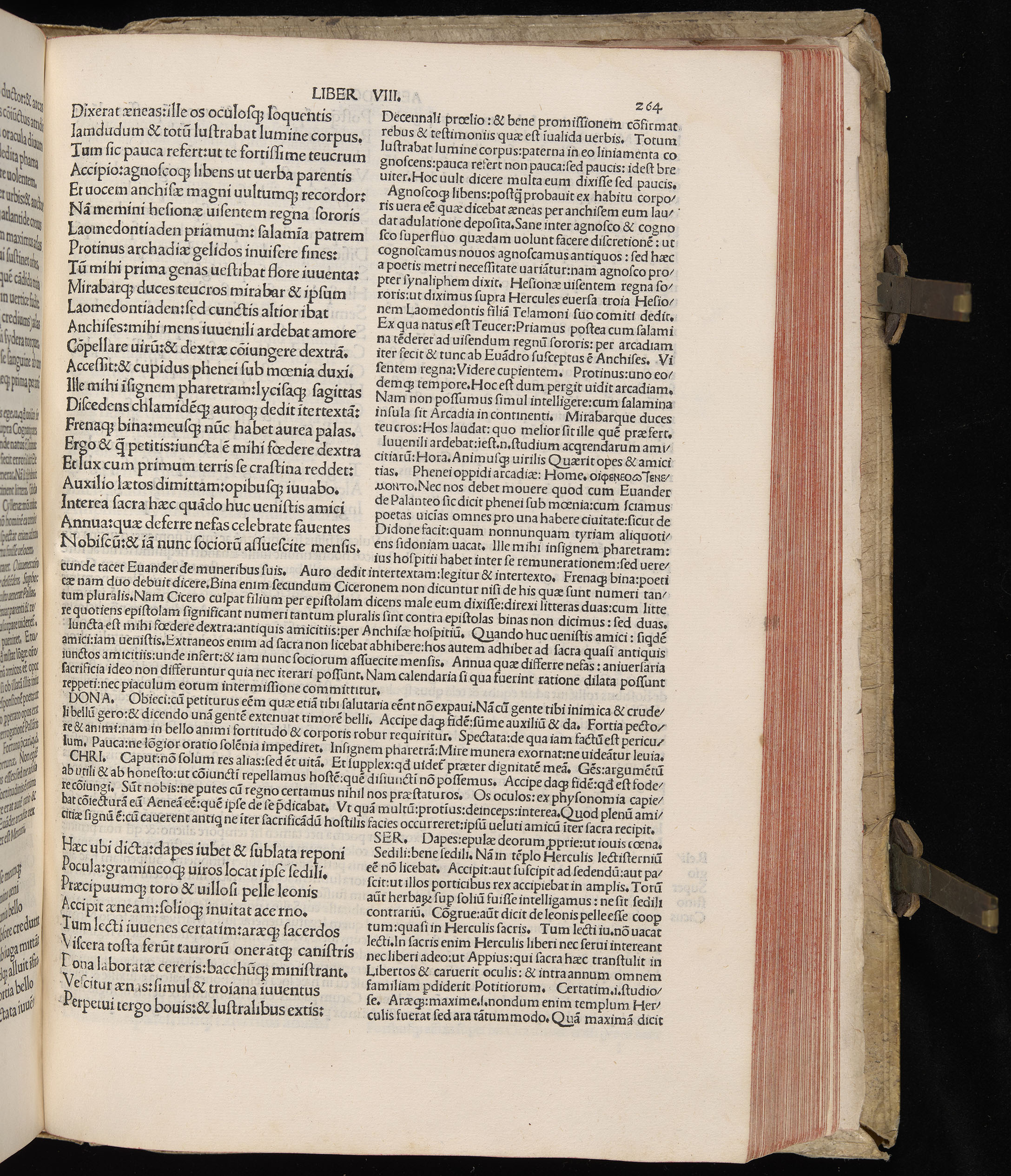 Vergilius cum c?mentariis quinque videlicet: Seruii, Landini, Ant. Mancinelli, Donati, Domitii. (M. Vegius' Book XIII addition to the Aen. Also Priapeia and Catalecta.) / Colophon: Impressu Venetiis per Bartolome? de Zanis de Portesio. . . . M.cccc.xciii. Stamped vellum with clasps. Very rare. Fol. - Image 547