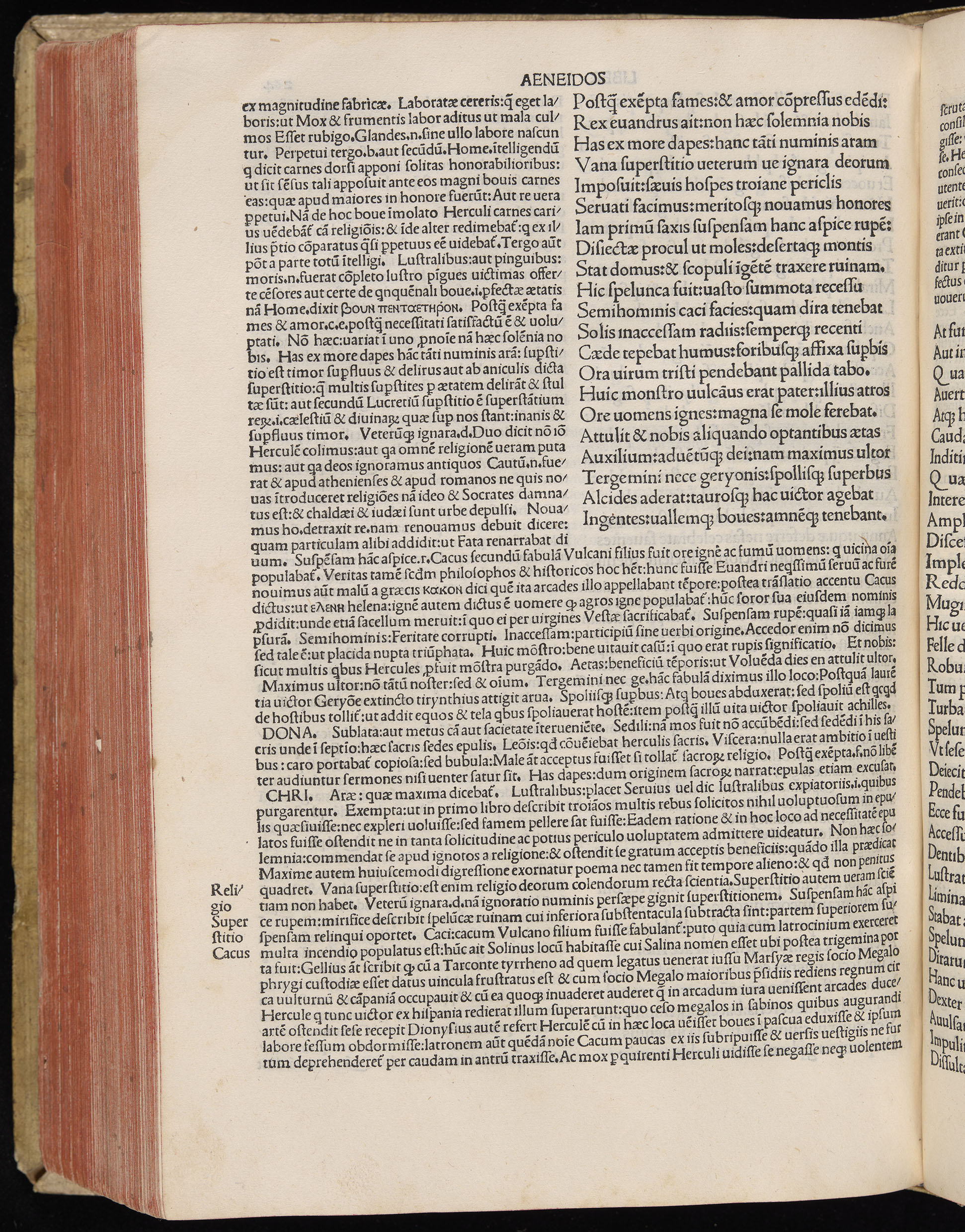 Vergilius cum c?mentariis quinque videlicet: Seruii, Landini, Ant. Mancinelli, Donati, Domitii. (M. Vegius' Book XIII addition to the Aen. Also Priapeia and Catalecta.) / Colophon: Impressu Venetiis per Bartolome? de Zanis de Portesio. . . . M.cccc.xciii. Stamped vellum with clasps. Very rare. Fol. - Image 548