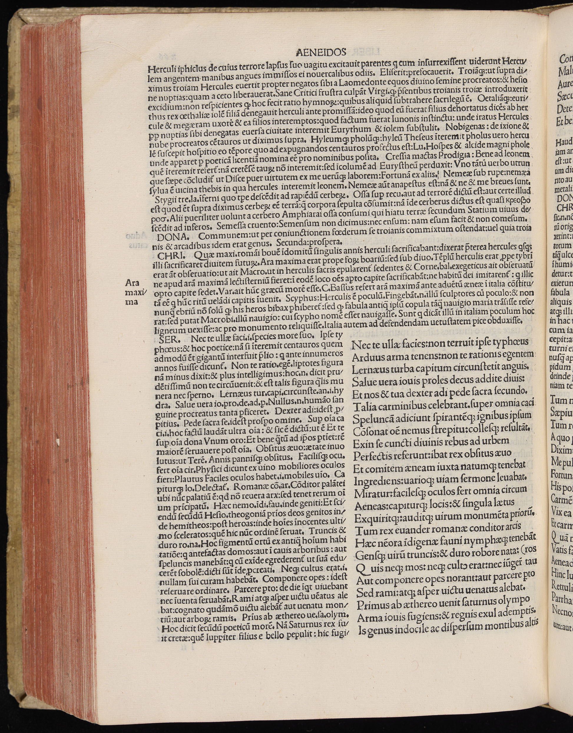 Vergilius cum c?mentariis quinque videlicet: Seruii, Landini, Ant. Mancinelli, Donati, Domitii. (M. Vegius' Book XIII addition to the Aen. Also Priapeia and Catalecta.) / Colophon: Impressu Venetiis per Bartolome? de Zanis de Portesio. . . . M.cccc.xciii. Stamped vellum with clasps. Very rare. Fol. - Image 552
