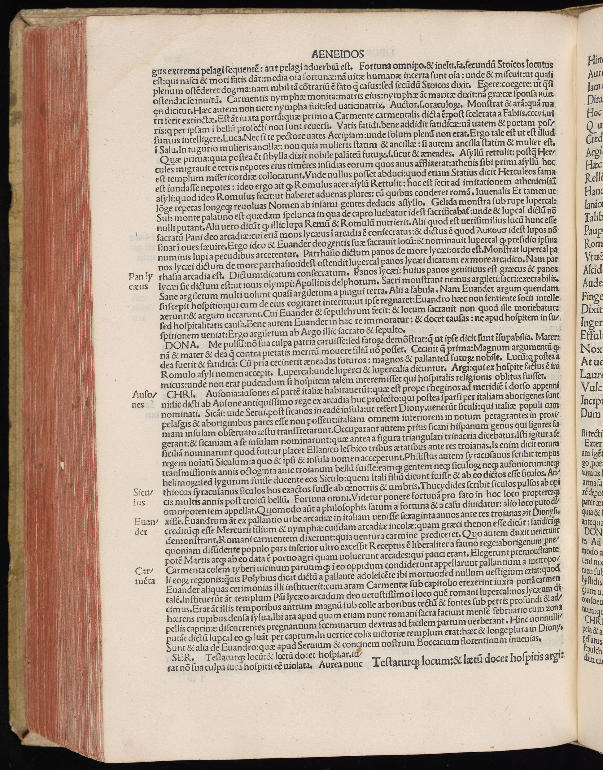 Vergilius cum c?mentariis quinque videlicet: Seruii, Landini, Ant. Mancinelli, Donati, Domitii. (M. Vegius' Book XIII addition to the Aen. Also Priapeia and Catalecta.) / Colophon: Impressu Venetiis per Bartolome? de Zanis de Portesio. . . . M.cccc.xciii. Stamped vellum with clasps. Very rare. Fol. - Image 554