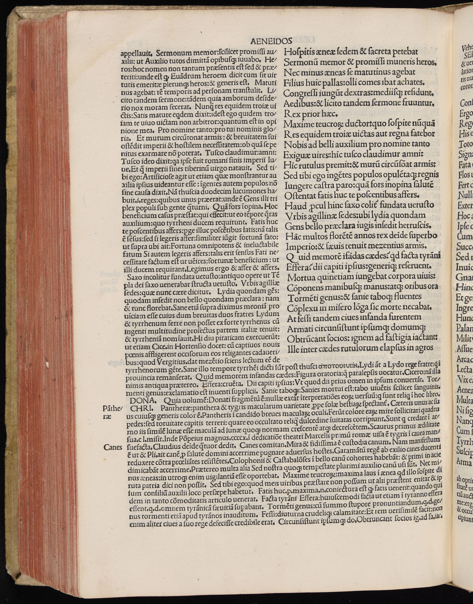 Vergilius cum c?mentariis quinque videlicet: Seruii, Landini, Ant. Mancinelli, Donati, Domitii. (M. Vegius' Book XIII addition to the Aen. Also Priapeia and Catalecta.) / Colophon: Impressu Venetiis per Bartolome? de Zanis de Portesio. . . . M.cccc.xciii. Stamped vellum with clasps. Very rare. Fol. - Image 560