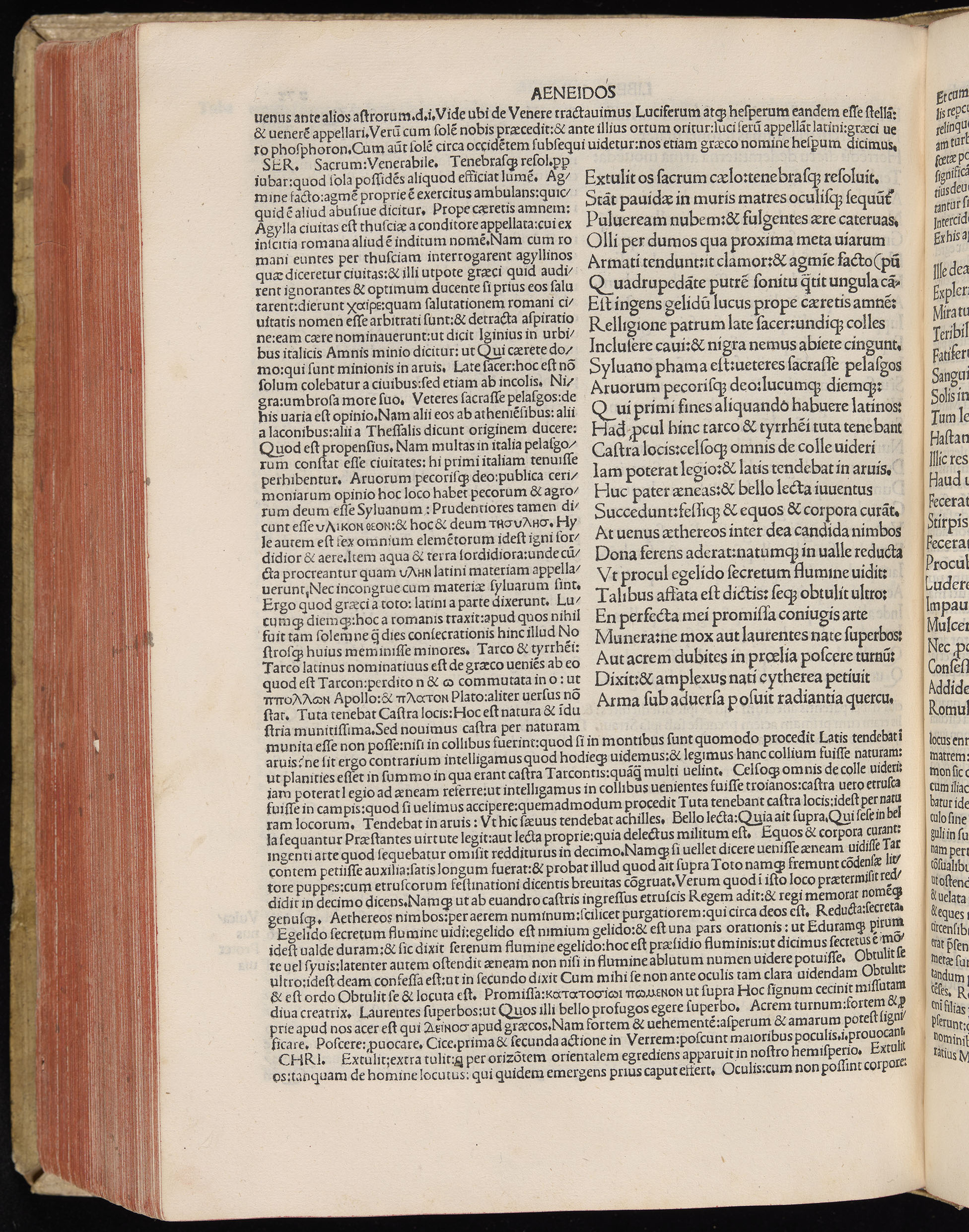 Vergilius cum c?mentariis quinque videlicet: Seruii, Landini, Ant. Mancinelli, Donati, Domitii. (M. Vegius' Book XIII addition to the Aen. Also Priapeia and Catalecta.) / Colophon: Impressu Venetiis per Bartolome? de Zanis de Portesio. . . . M.cccc.xciii. Stamped vellum with clasps. Very rare. Fol. - Image 564