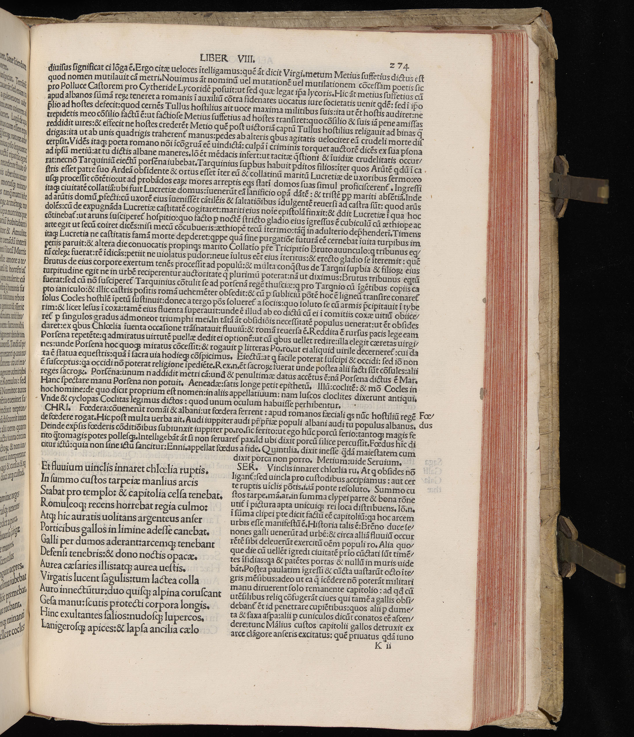 Vergilius cum c?mentariis quinque videlicet: Seruii, Landini, Ant. Mancinelli, Donati, Domitii. (M. Vegius' Book XIII addition to the Aen. Also Priapeia and Catalecta.) / Colophon: Impressu Venetiis per Bartolome? de Zanis de Portesio. . . . M.cccc.xciii. Stamped vellum with clasps. Very rare. Fol. - Image 567