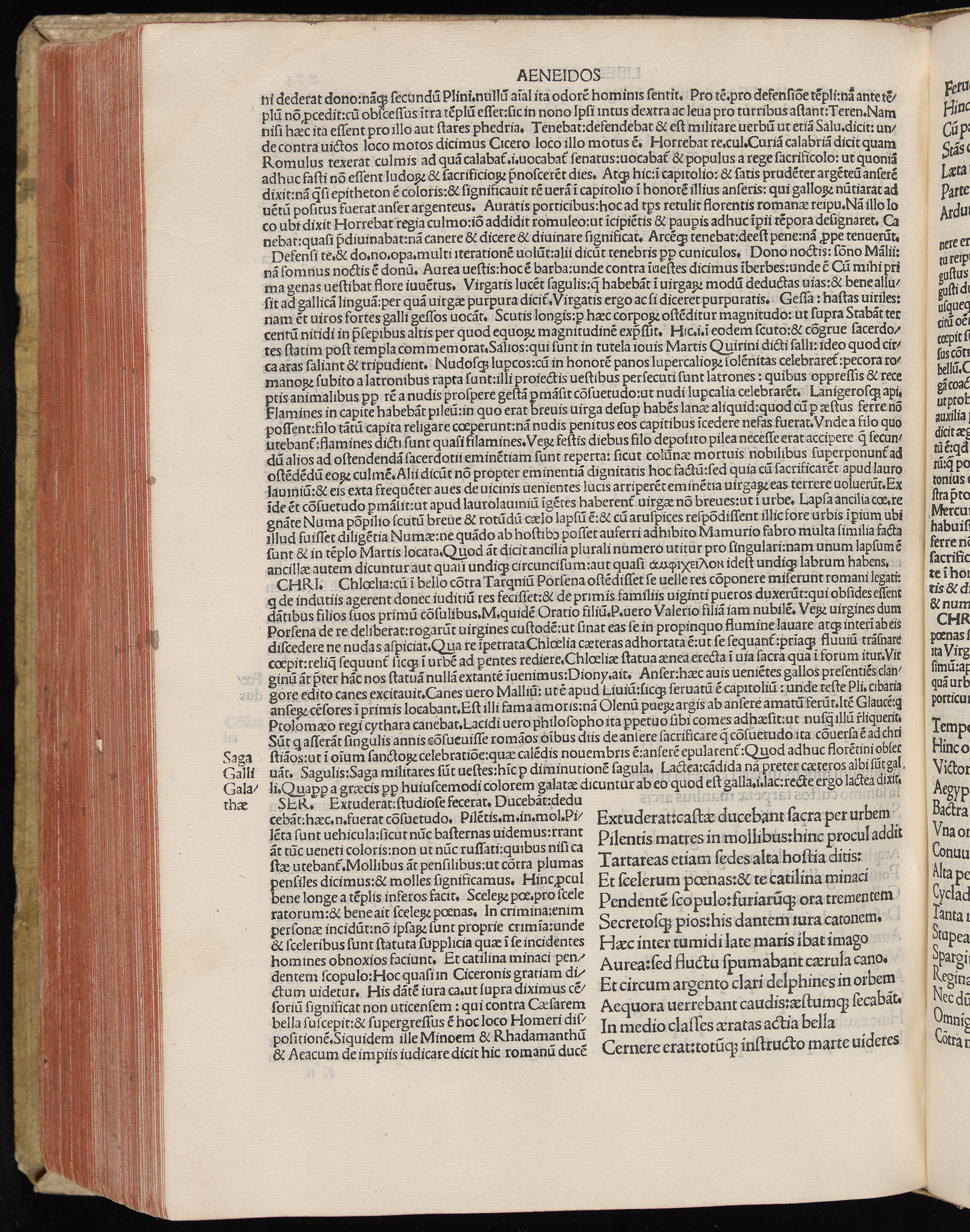 Vergilius cum c?mentariis quinque videlicet: Seruii, Landini, Ant. Mancinelli, Donati, Domitii. (M. Vegius' Book XIII addition to the Aen. Also Priapeia and Catalecta.) / Colophon: Impressu Venetiis per Bartolome? de Zanis de Portesio. . . . M.cccc.xciii. Stamped vellum with clasps. Very rare. Fol. - Image 568