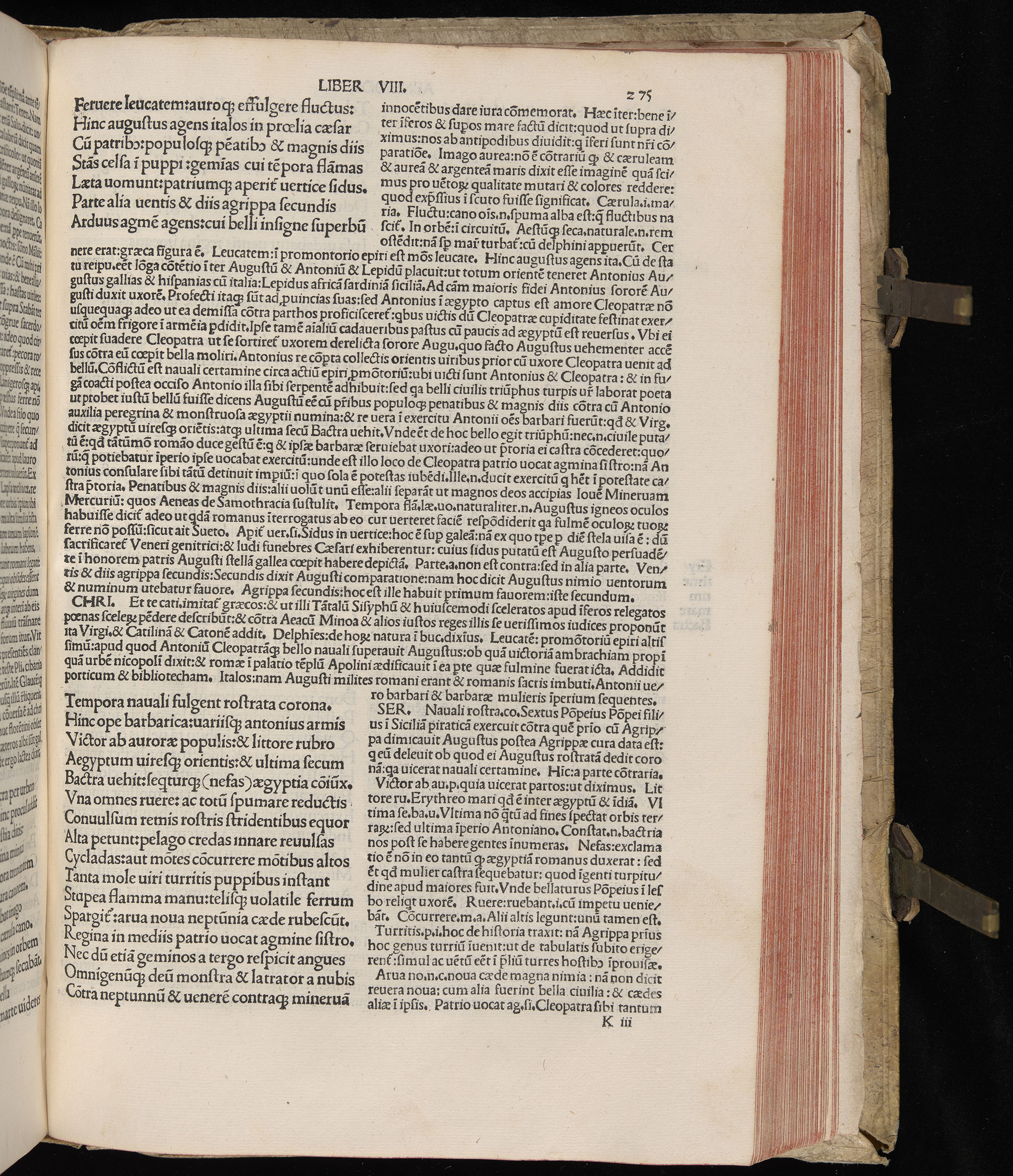 Vergilius cum c?mentariis quinque videlicet: Seruii, Landini, Ant. Mancinelli, Donati, Domitii. (M. Vegius' Book XIII addition to the Aen. Also Priapeia and Catalecta.) / Colophon: Impressu Venetiis per Bartolome? de Zanis de Portesio. . . . M.cccc.xciii. Stamped vellum with clasps. Very rare. Fol. - Image 569