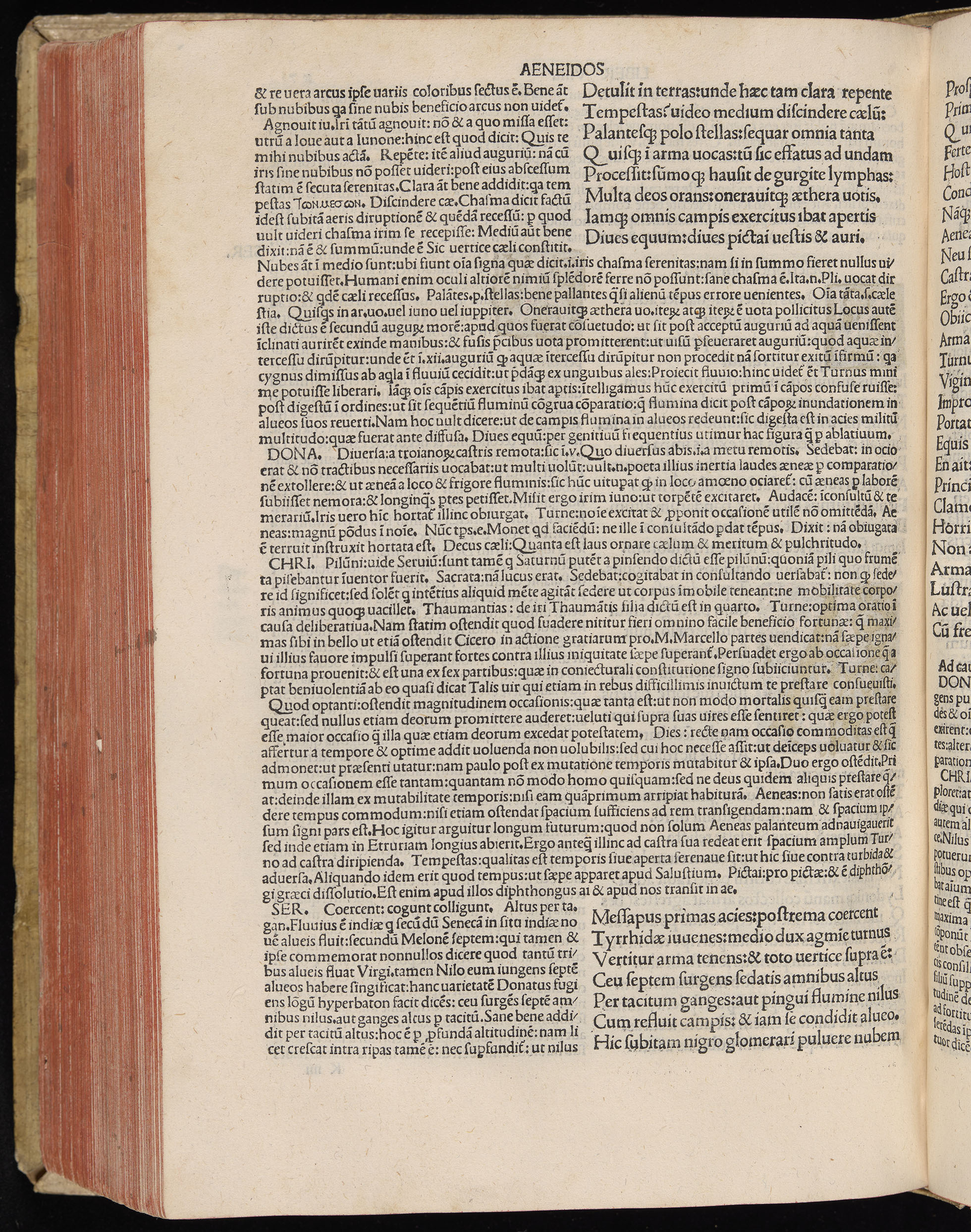 Vergilius cum c?mentariis quinque videlicet: Seruii, Landini, Ant. Mancinelli, Donati, Domitii. (M. Vegius' Book XIII addition to the Aen. Also Priapeia and Catalecta.) / Colophon: Impressu Venetiis per Bartolome? de Zanis de Portesio. . . . M.cccc.xciii. Stamped vellum with clasps. Very rare. Fol. - Image 572