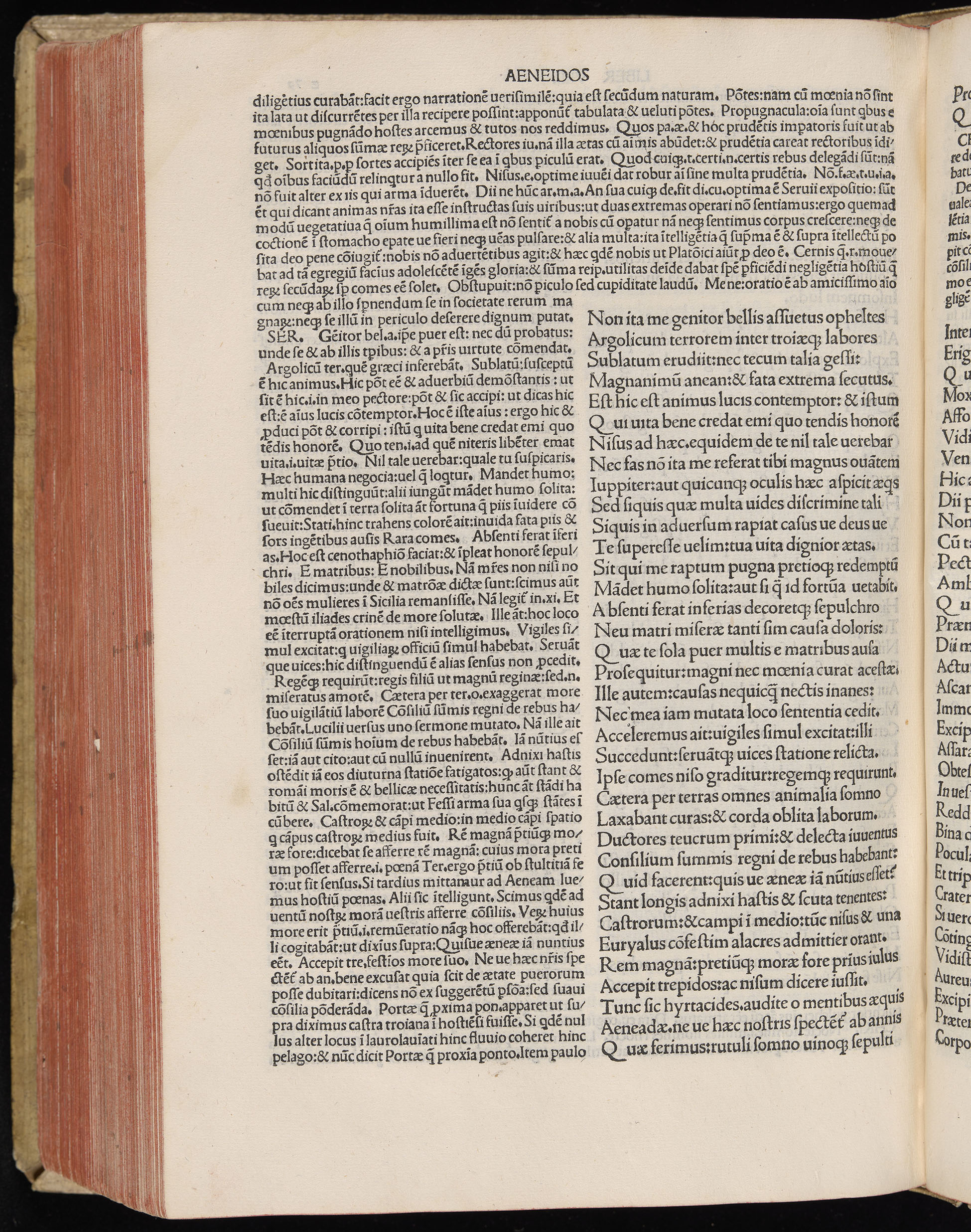 Vergilius cum c?mentariis quinque videlicet: Seruii, Landini, Ant. Mancinelli, Donati, Domitii. (M. Vegius' Book XIII addition to the Aen. Also Priapeia and Catalecta.) / Colophon: Impressu Venetiis per Bartolome? de Zanis de Portesio. . . . M.cccc.xciii. Stamped vellum with clasps. Very rare. Fol. - Image 578