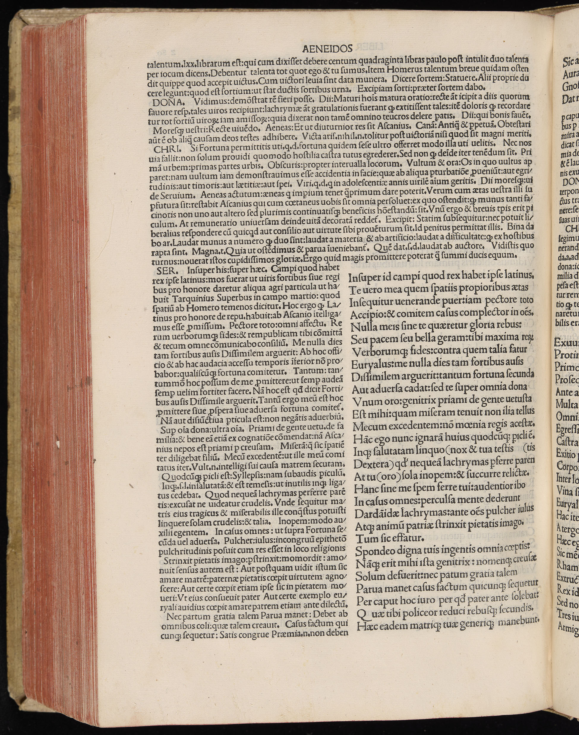 Vergilius cum c?mentariis quinque videlicet: Seruii, Landini, Ant. Mancinelli, Donati, Domitii. (M. Vegius' Book XIII addition to the Aen. Also Priapeia and Catalecta.) / Colophon: Impressu Venetiis per Bartolome? de Zanis de Portesio. . . . M.cccc.xciii. Stamped vellum with clasps. Very rare. Fol. - Image 580