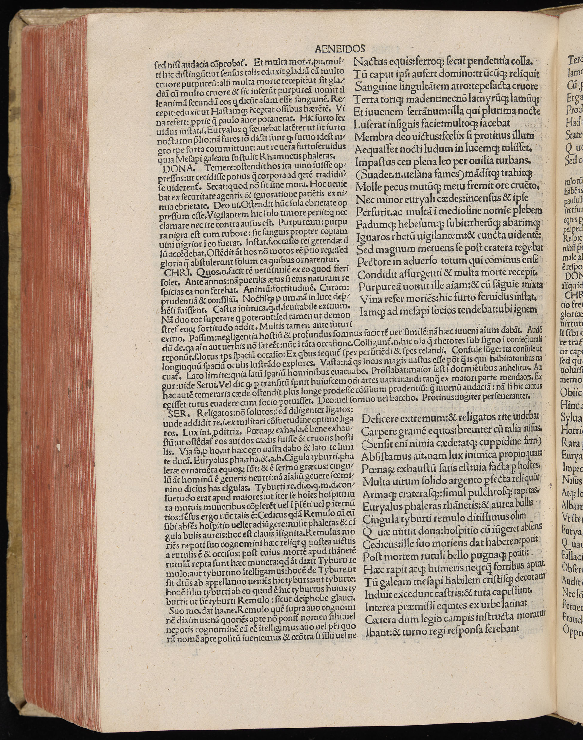 Vergilius cum c?mentariis quinque videlicet: Seruii, Landini, Ant. Mancinelli, Donati, Domitii. (M. Vegius' Book XIII addition to the Aen. Also Priapeia and Catalecta.) / Colophon: Impressu Venetiis per Bartolome? de Zanis de Portesio. . . . M.cccc.xciii. Stamped vellum with clasps. Very rare. Fol. - Image 582