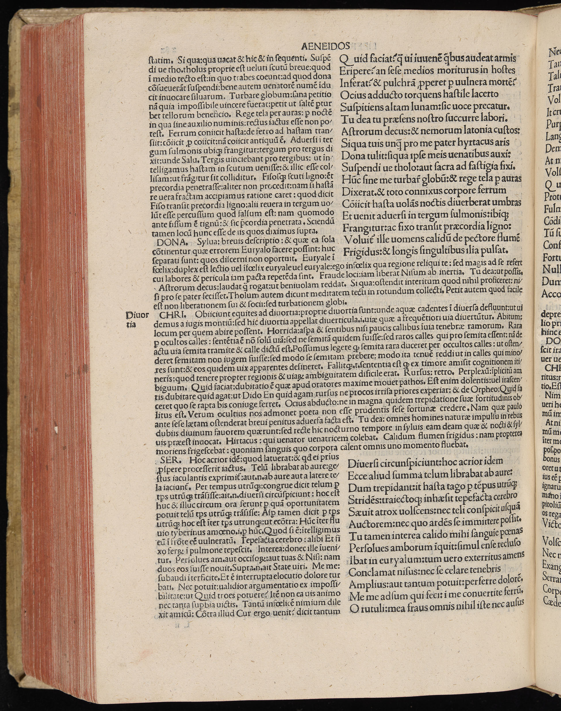 Vergilius cum c?mentariis quinque videlicet: Seruii, Landini, Ant. Mancinelli, Donati, Domitii. (M. Vegius' Book XIII addition to the Aen. Also Priapeia and Catalecta.) / Colophon: Impressu Venetiis per Bartolome? de Zanis de Portesio. . . . M.cccc.xciii. Stamped vellum with clasps. Very rare. Fol. - Image 584