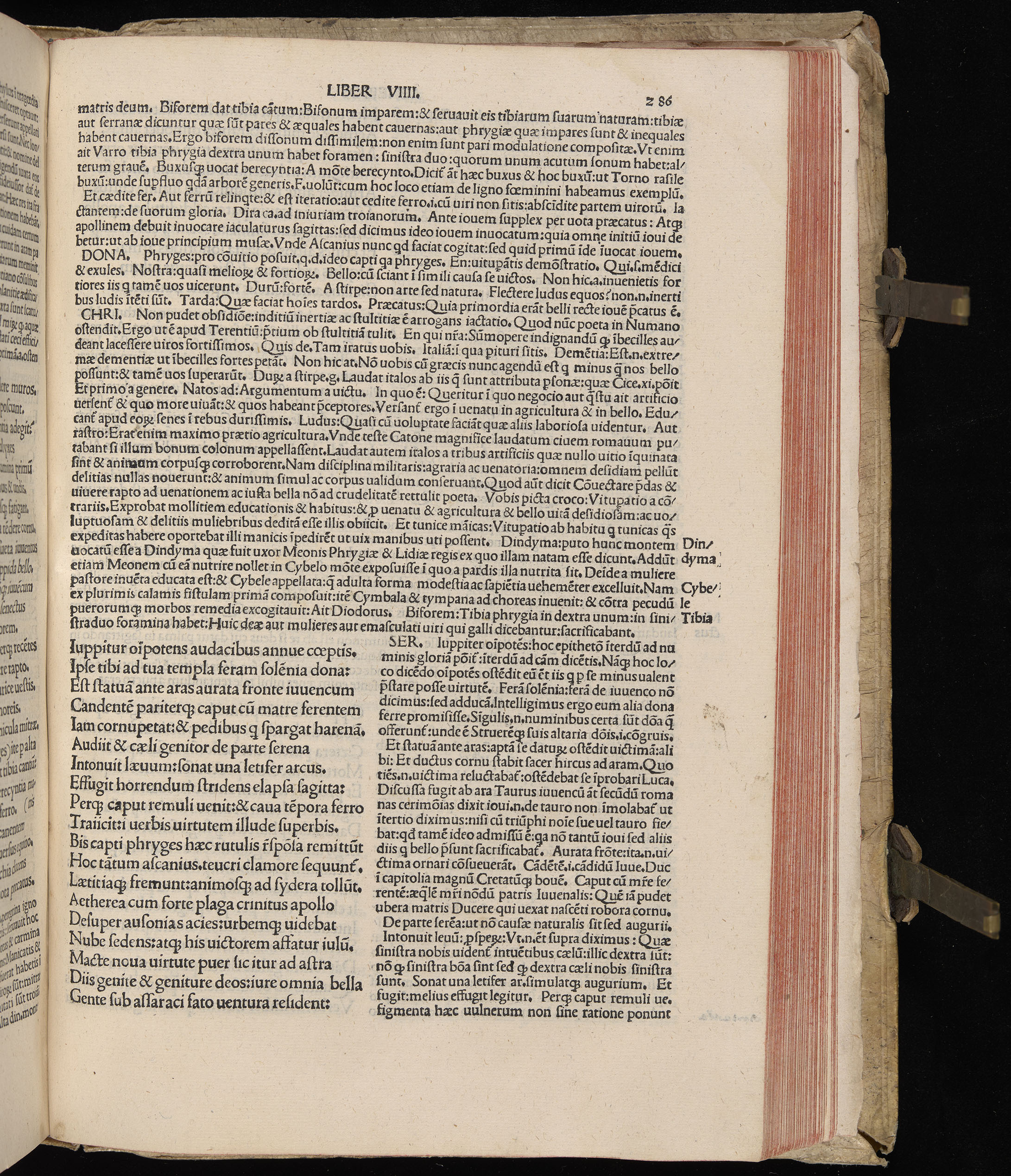Vergilius cum c?mentariis quinque videlicet: Seruii, Landini, Ant. Mancinelli, Donati, Domitii. (M. Vegius' Book XIII addition to the Aen. Also Priapeia and Catalecta.) / Colophon: Impressu Venetiis per Bartolome? de Zanis de Portesio. . . . M.cccc.xciii. Stamped vellum with clasps. Very rare. Fol. - Image 591