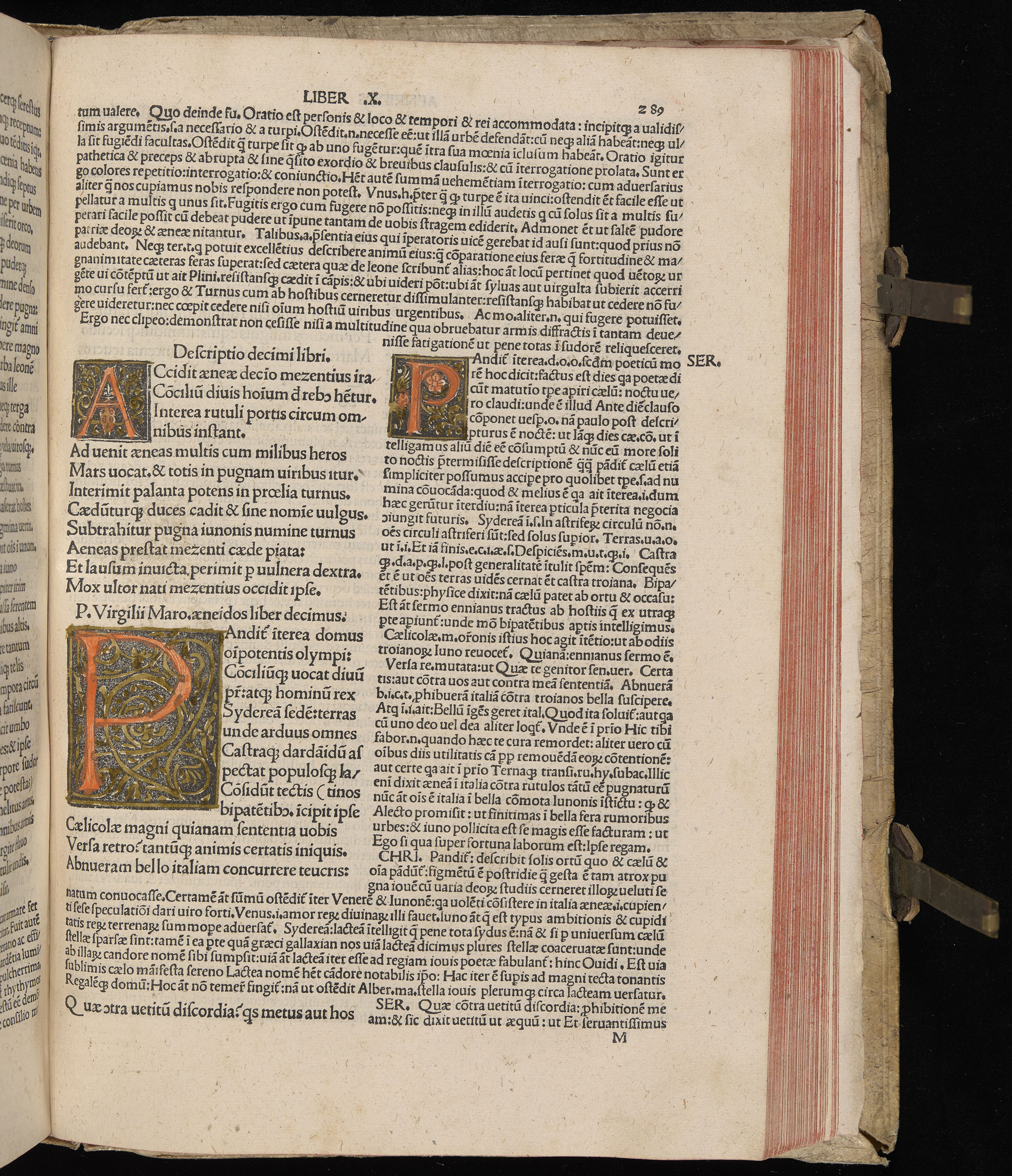 Vergilius cum c?mentariis quinque videlicet: Seruii, Landini, Ant. Mancinelli, Donati, Domitii. (M. Vegius' Book XIII addition to the Aen. Also Priapeia and Catalecta.) / Colophon: Impressu Venetiis per Bartolome? de Zanis de Portesio. . . . M.cccc.xciii. Stamped vellum with clasps. Very rare. Fol. - Image 597