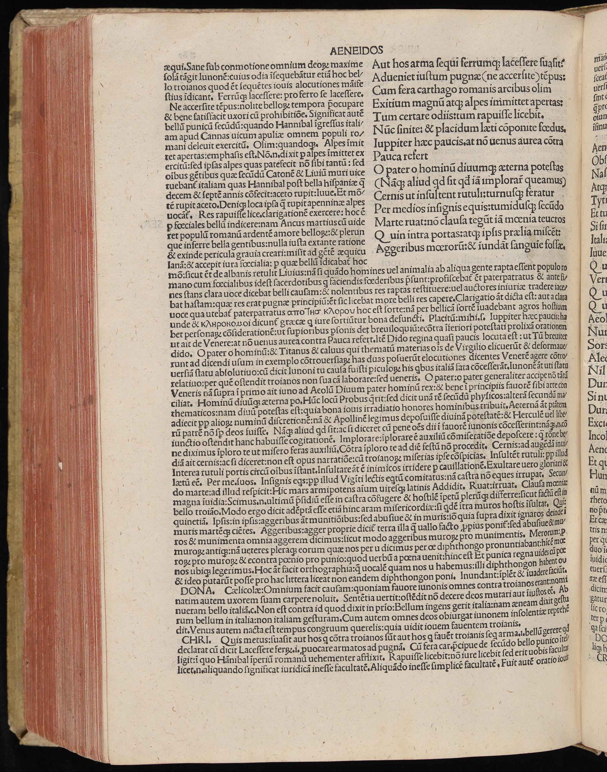 Vergilius cum c?mentariis quinque videlicet: Seruii, Landini, Ant. Mancinelli, Donati, Domitii. (M. Vegius' Book XIII addition to the Aen. Also Priapeia and Catalecta.) / Colophon: Impressu Venetiis per Bartolome? de Zanis de Portesio. . . . M.cccc.xciii. Stamped vellum with clasps. Very rare. Fol. - Image 598