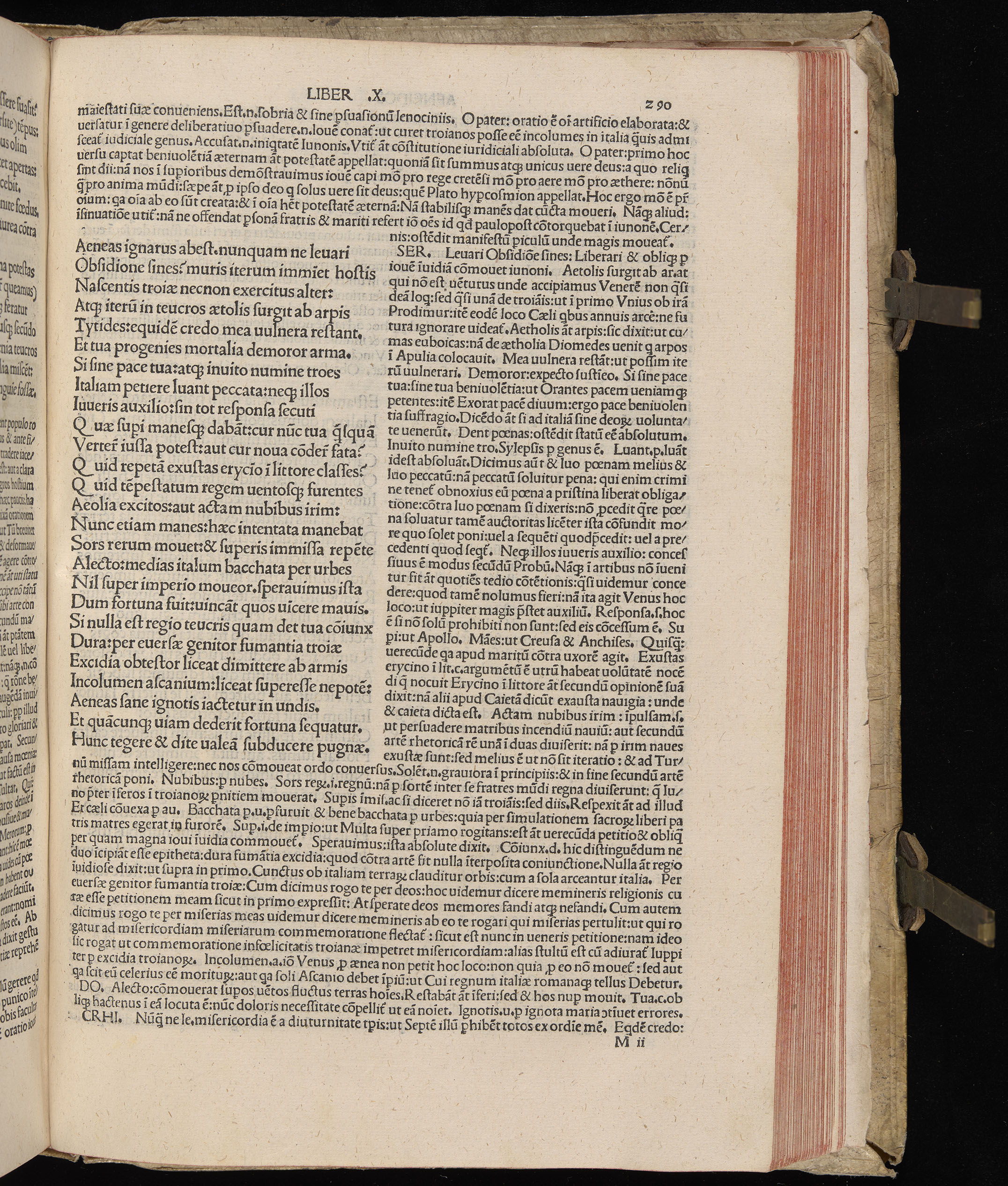 Vergilius cum c?mentariis quinque videlicet: Seruii, Landini, Ant. Mancinelli, Donati, Domitii. (M. Vegius' Book XIII addition to the Aen. Also Priapeia and Catalecta.) / Colophon: Impressu Venetiis per Bartolome? de Zanis de Portesio. . . . M.cccc.xciii. Stamped vellum with clasps. Very rare. Fol. - Image 599