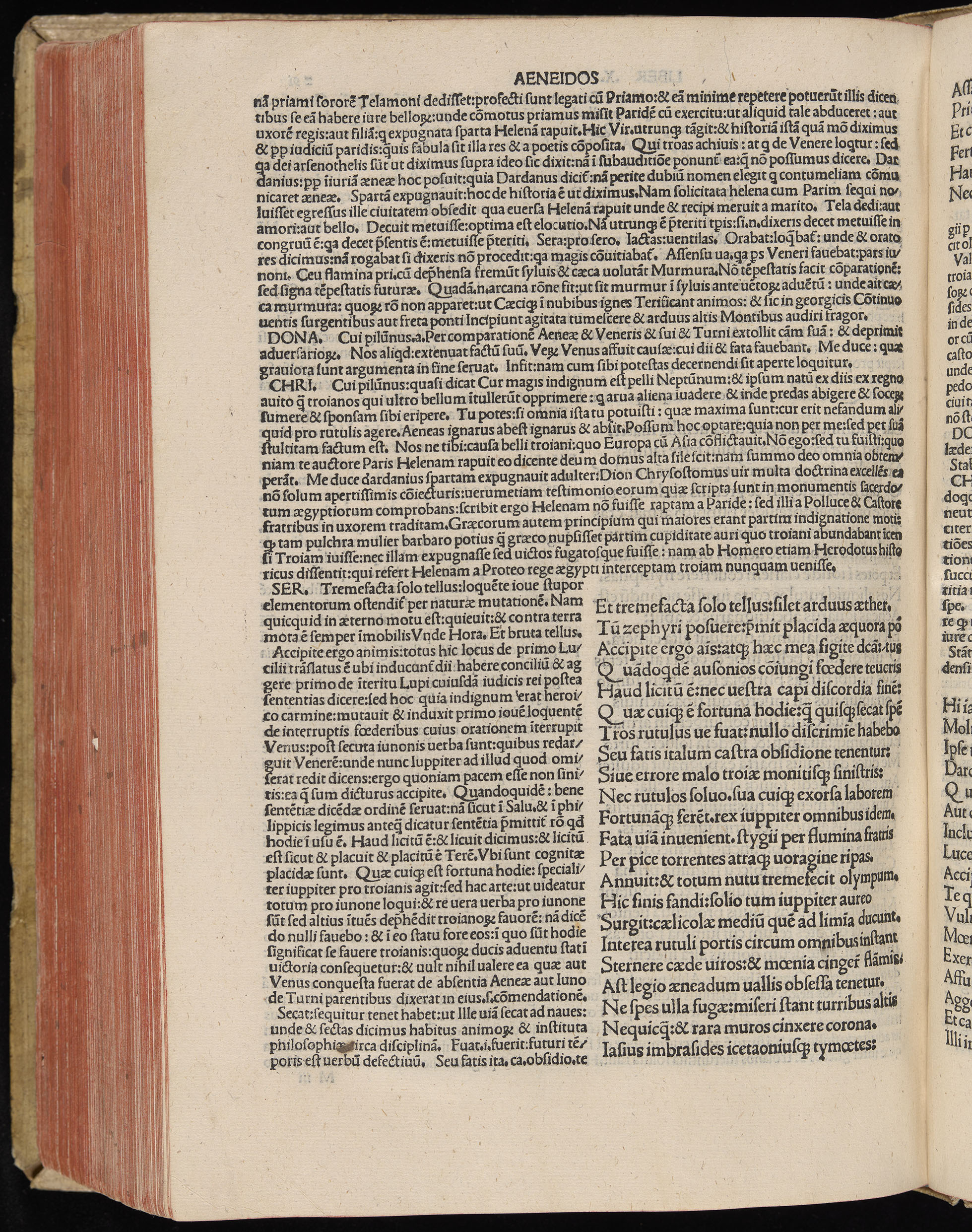Vergilius cum c?mentariis quinque videlicet: Seruii, Landini, Ant. Mancinelli, Donati, Domitii. (M. Vegius' Book XIII addition to the Aen. Also Priapeia and Catalecta.) / Colophon: Impressu Venetiis per Bartolome? de Zanis de Portesio. . . . M.cccc.xciii. Stamped vellum with clasps. Very rare. Fol. - Image 602