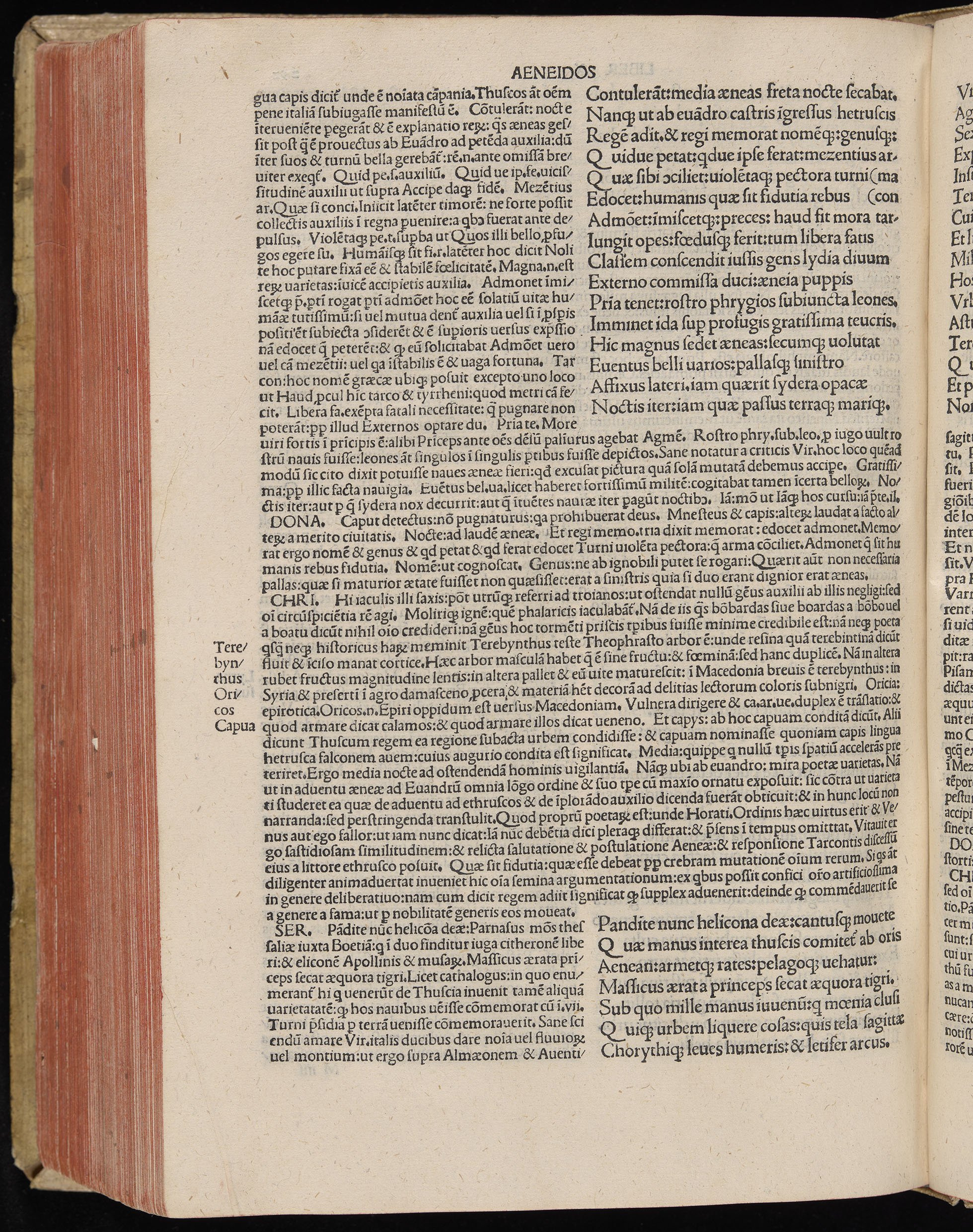 Vergilius cum c?mentariis quinque videlicet: Seruii, Landini, Ant. Mancinelli, Donati, Domitii. (M. Vegius' Book XIII addition to the Aen. Also Priapeia and Catalecta.) / Colophon: Impressu Venetiis per Bartolome? de Zanis de Portesio. . . . M.cccc.xciii. Stamped vellum with clasps. Very rare. Fol. - Image 604