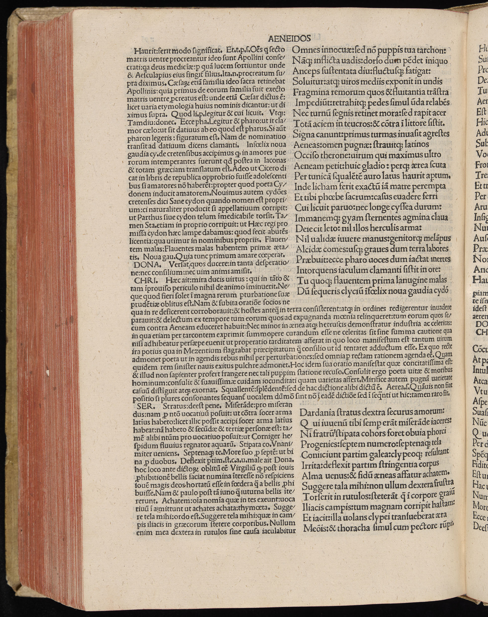Vergilius cum c?mentariis quinque videlicet: Seruii, Landini, Ant. Mancinelli, Donati, Domitii. (M. Vegius' Book XIII addition to the Aen. Also Priapeia and Catalecta.) / Colophon: Impressu Venetiis per Bartolome? de Zanis de Portesio. . . . M.cccc.xciii. Stamped vellum with clasps. Very rare. Fol. - Image 610