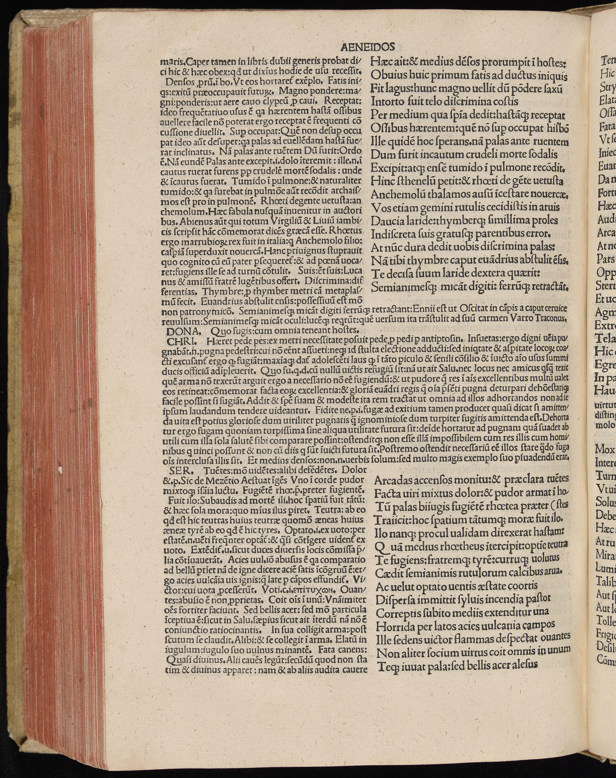 Vergilius cum c?mentariis quinque videlicet: Seruii, Landini, Ant. Mancinelli, Donati, Domitii. (M. Vegius' Book XIII addition to the Aen. Also Priapeia and Catalecta.) / Colophon: Impressu Venetiis per Bartolome? de Zanis de Portesio. . . . M.cccc.xciii. Stamped vellum with clasps. Very rare. Fol. - Image 612