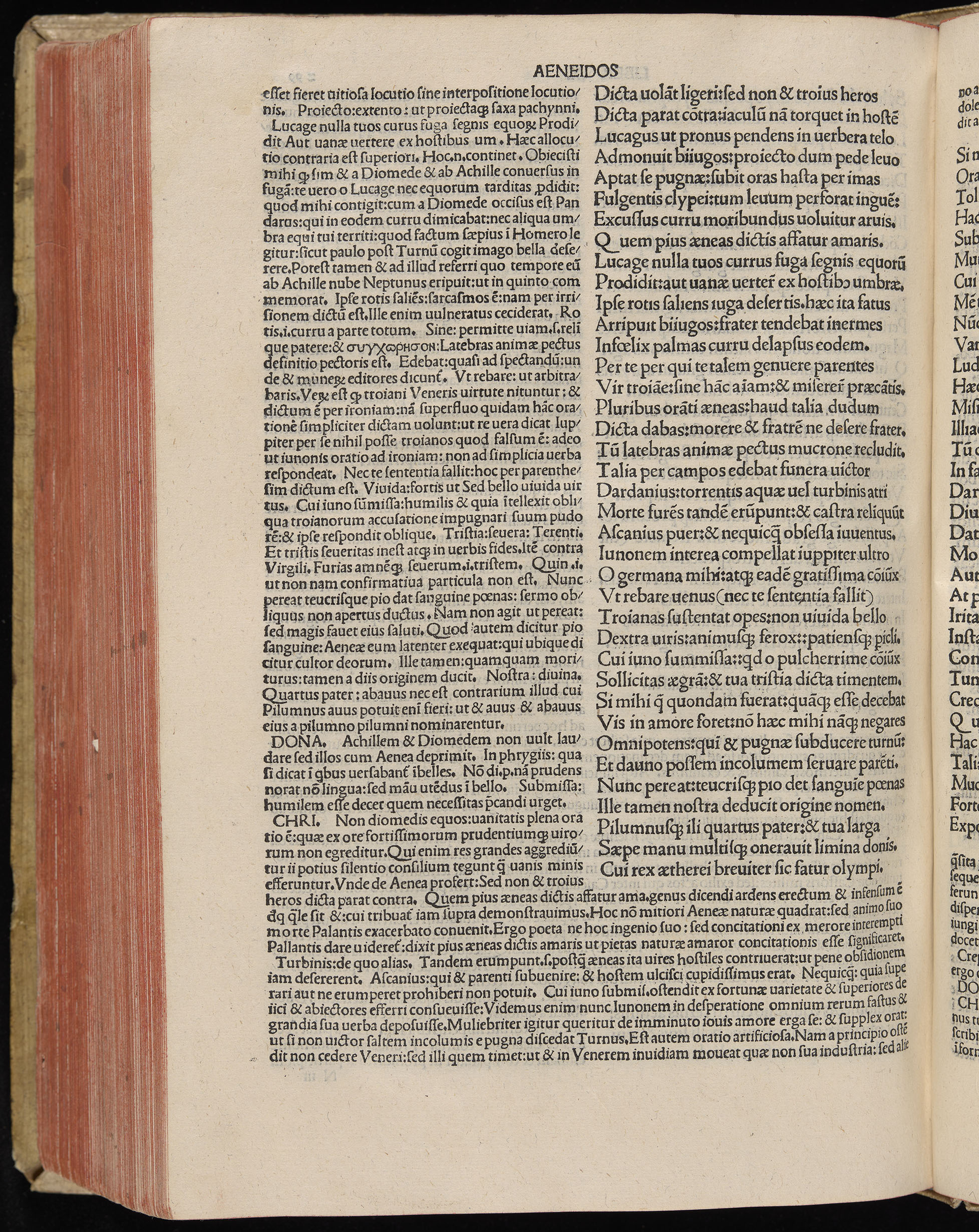 Vergilius cum c?mentariis quinque videlicet: Seruii, Landini, Ant. Mancinelli, Donati, Domitii. (M. Vegius' Book XIII addition to the Aen. Also Priapeia and Catalecta.) / Colophon: Impressu Venetiis per Bartolome? de Zanis de Portesio. . . . M.cccc.xciii. Stamped vellum with clasps. Very rare. Fol. - Image 618