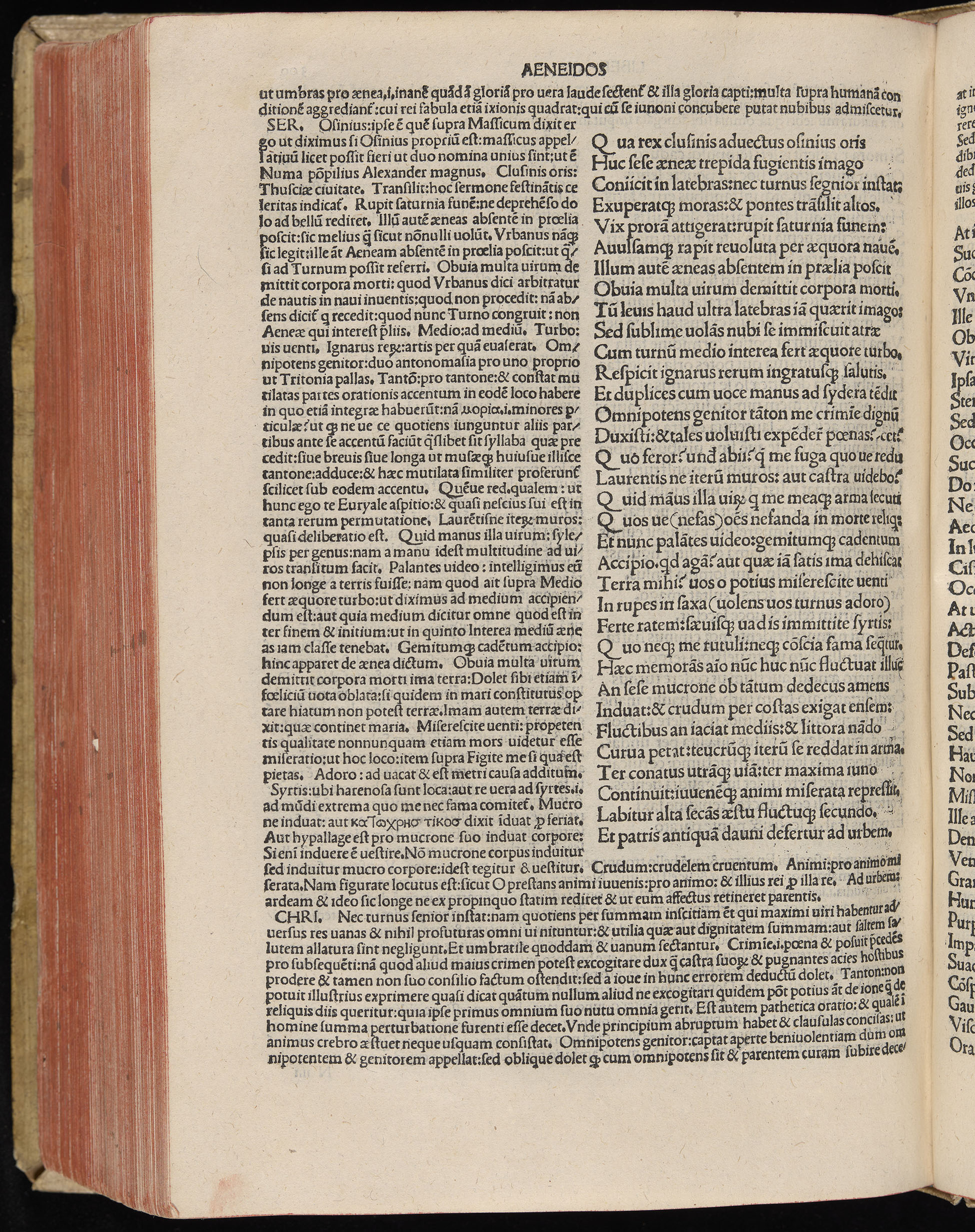 Vergilius cum c?mentariis quinque videlicet: Seruii, Landini, Ant. Mancinelli, Donati, Domitii. (M. Vegius' Book XIII addition to the Aen. Also Priapeia and Catalecta.) / Colophon: Impressu Venetiis per Bartolome? de Zanis de Portesio. . . . M.cccc.xciii. Stamped vellum with clasps. Very rare. Fol. - Image 620