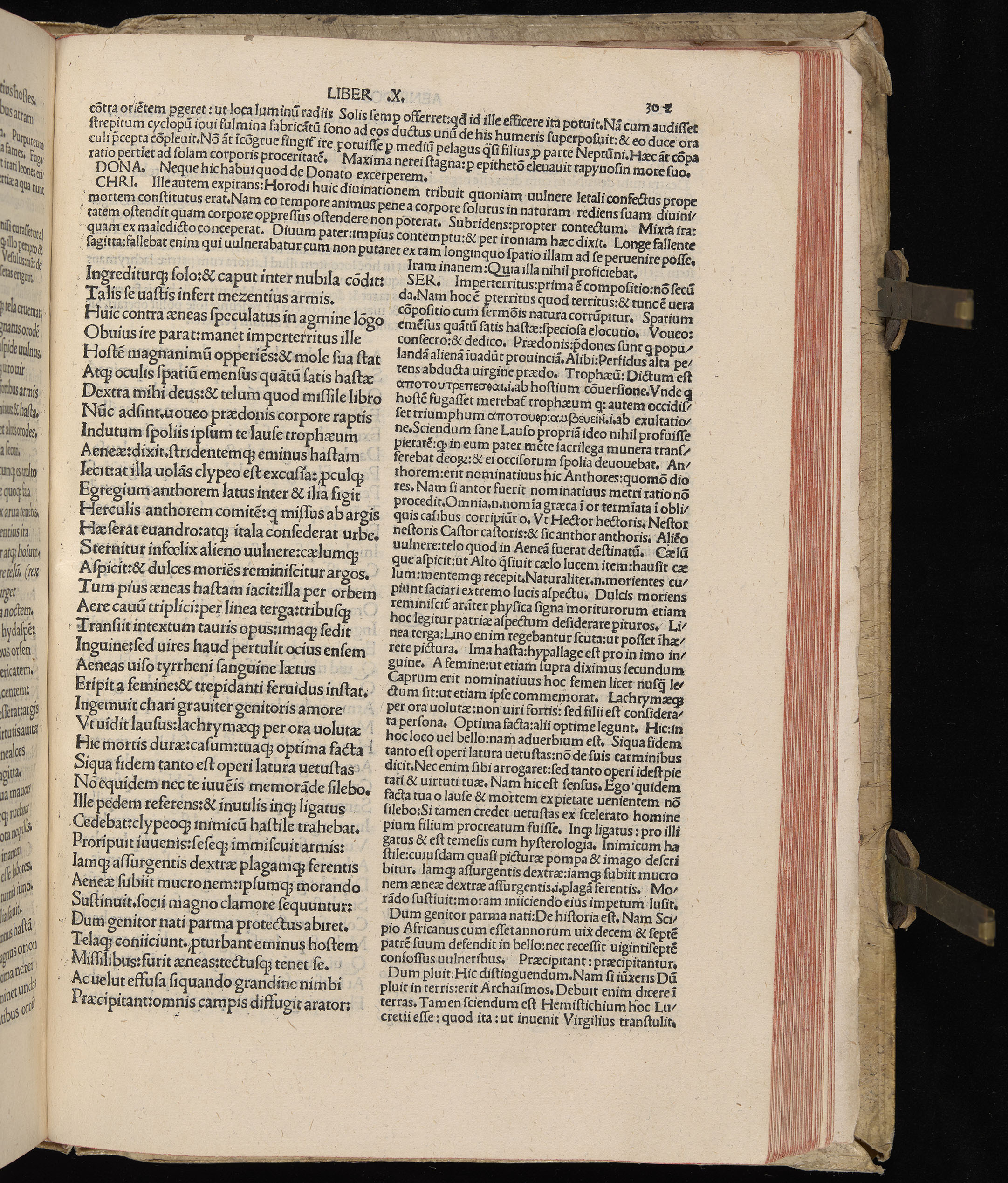 Vergilius cum c?mentariis quinque videlicet: Seruii, Landini, Ant. Mancinelli, Donati, Domitii. (M. Vegius' Book XIII addition to the Aen. Also Priapeia and Catalecta.) / Colophon: Impressu Venetiis per Bartolome? de Zanis de Portesio. . . . M.cccc.xciii. Stamped vellum with clasps. Very rare. Fol. - Image 623
