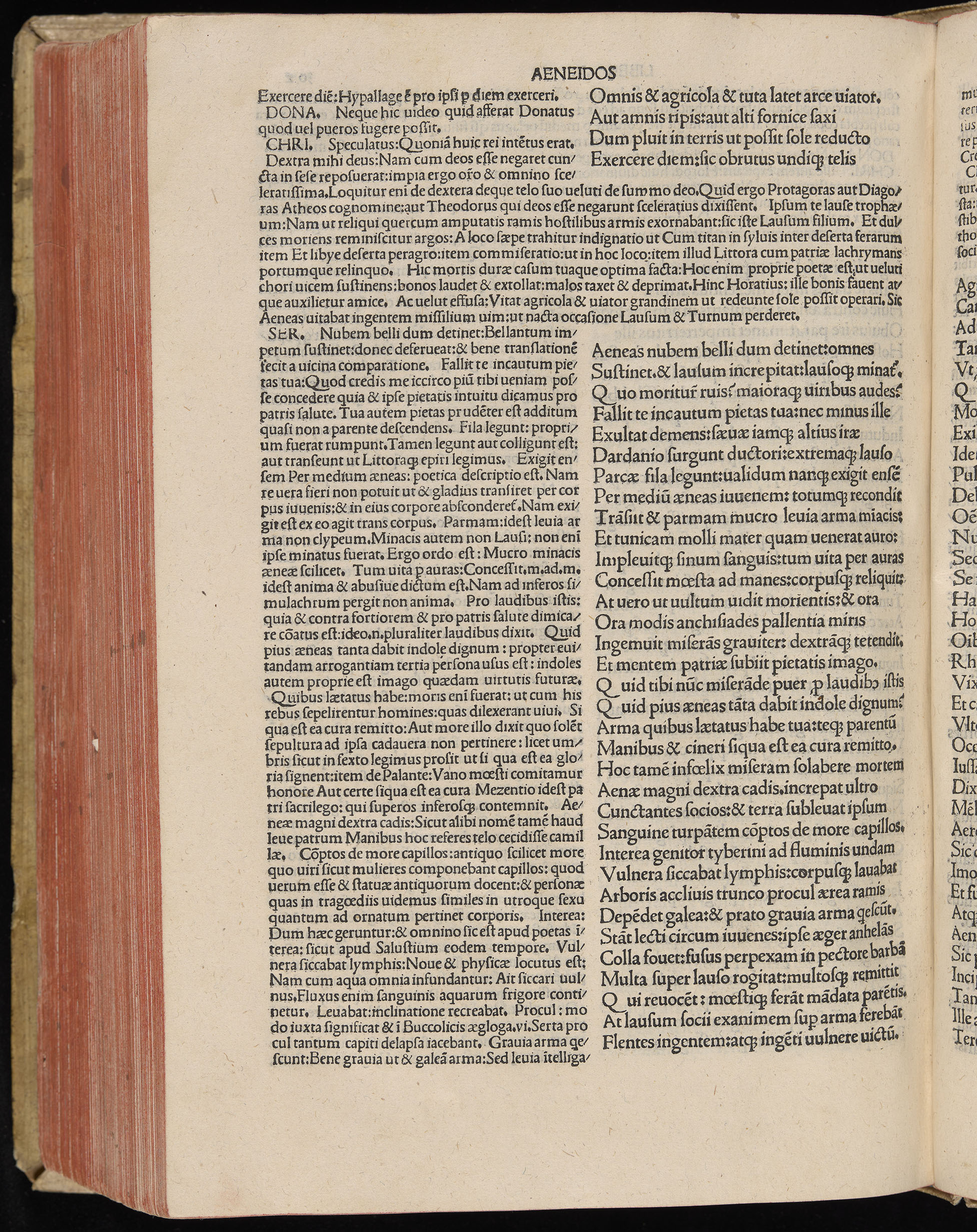 Vergilius cum c?mentariis quinque videlicet: Seruii, Landini, Ant. Mancinelli, Donati, Domitii. (M. Vegius' Book XIII addition to the Aen. Also Priapeia and Catalecta.) / Colophon: Impressu Venetiis per Bartolome? de Zanis de Portesio. . . . M.cccc.xciii. Stamped vellum with clasps. Very rare. Fol. - Image 624