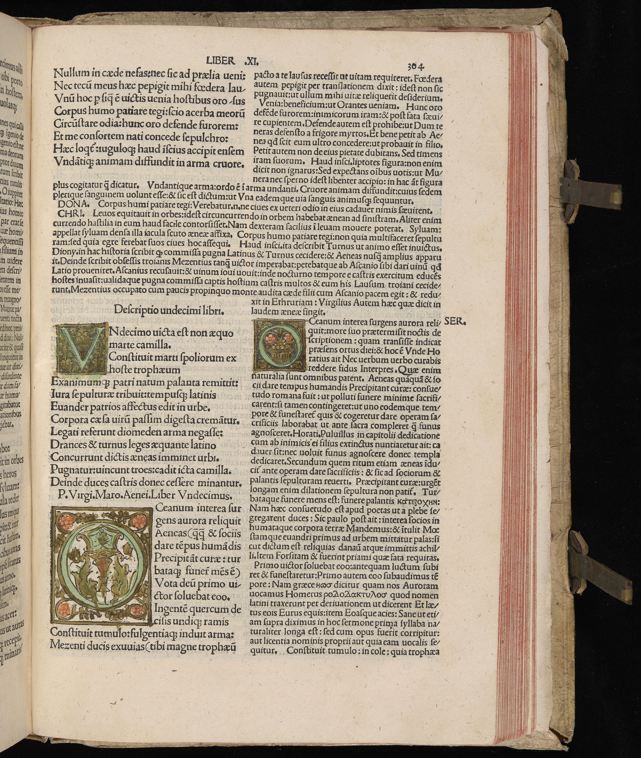 Vergilius cum c?mentariis quinque videlicet: Seruii, Landini, Ant. Mancinelli, Donati, Domitii. (M. Vegius' Book XIII addition to the Aen. Also Priapeia and Catalecta.) / Colophon: Impressu Venetiis per Bartolome? de Zanis de Portesio. . . . M.cccc.xciii. Stamped vellum with clasps. Very rare. Fol. - Image 627