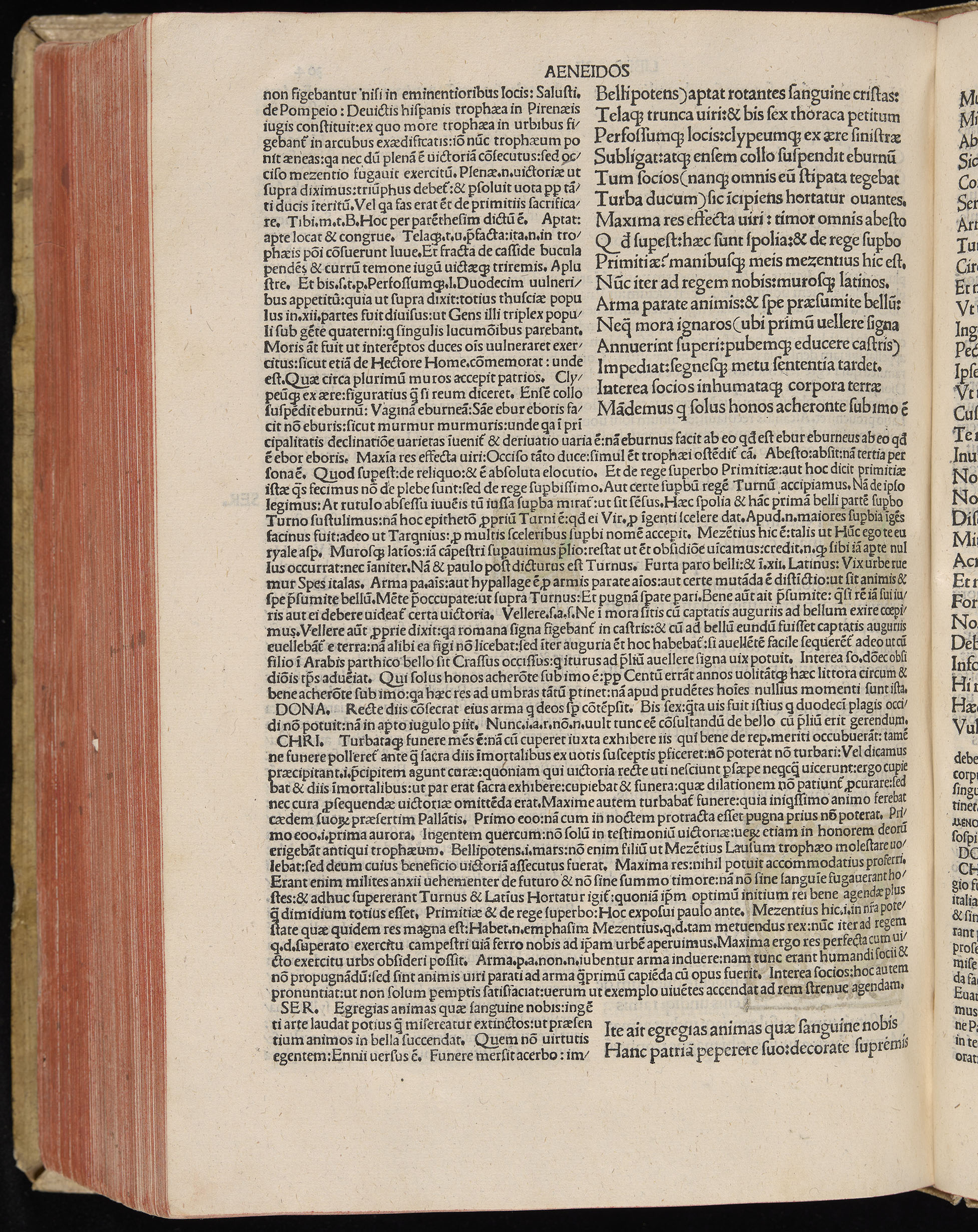 Vergilius cum c?mentariis quinque videlicet: Seruii, Landini, Ant. Mancinelli, Donati, Domitii. (M. Vegius' Book XIII addition to the Aen. Also Priapeia and Catalecta.) / Colophon: Impressu Venetiis per Bartolome? de Zanis de Portesio. . . . M.cccc.xciii. Stamped vellum with clasps. Very rare. Fol. - Image 628