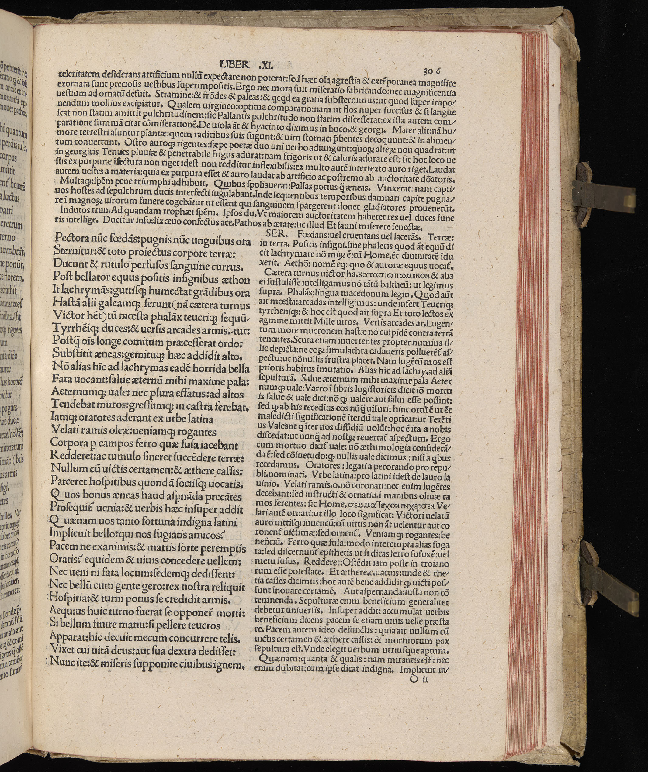 Vergilius cum c?mentariis quinque videlicet: Seruii, Landini, Ant. Mancinelli, Donati, Domitii. (M. Vegius' Book XIII addition to the Aen. Also Priapeia and Catalecta.) / Colophon: Impressu Venetiis per Bartolome? de Zanis de Portesio. . . . M.cccc.xciii. Stamped vellum with clasps. Very rare. Fol. - Image 631