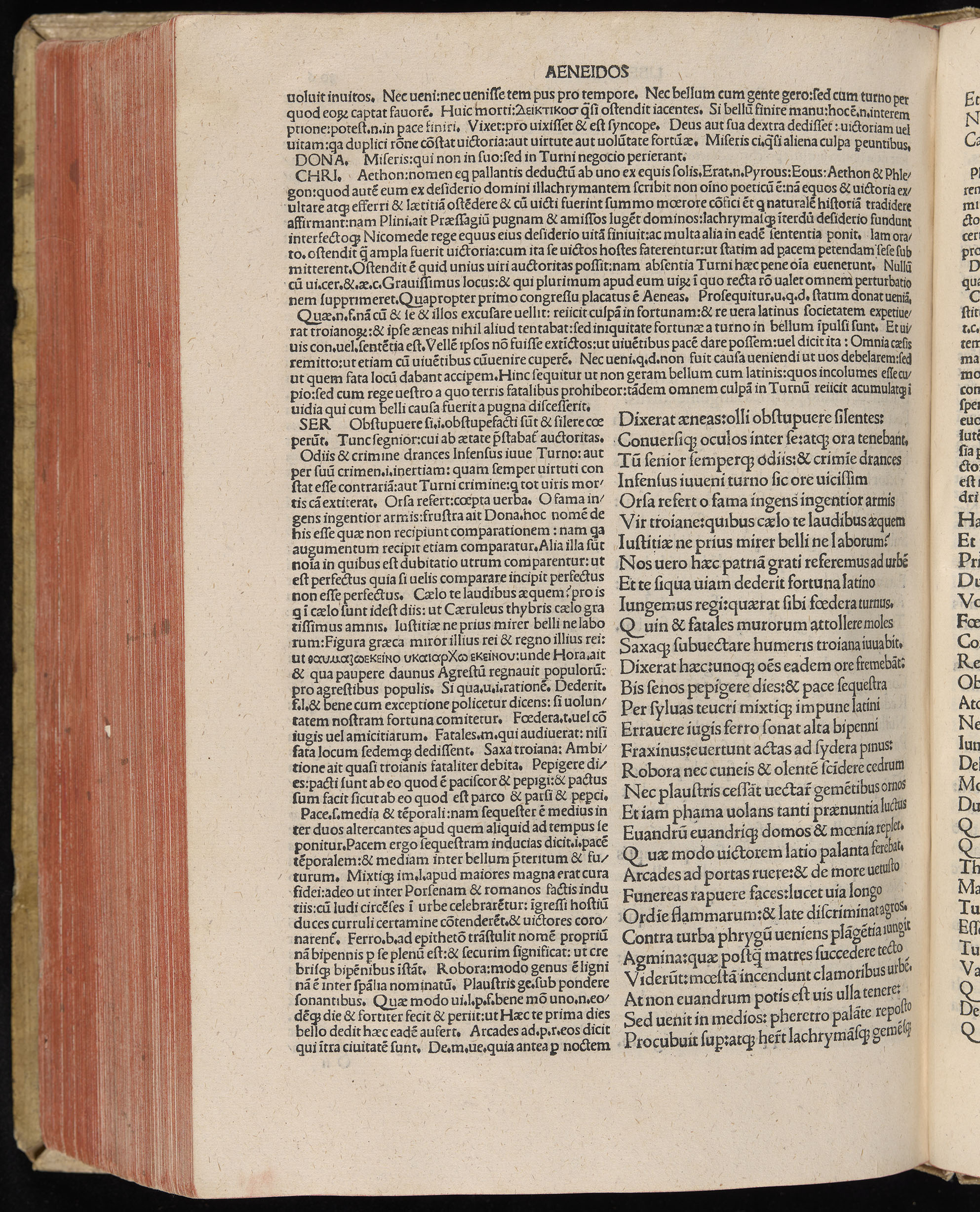 Vergilius cum c?mentariis quinque videlicet: Seruii, Landini, Ant. Mancinelli, Donati, Domitii. (M. Vegius' Book XIII addition to the Aen. Also Priapeia and Catalecta.) / Colophon: Impressu Venetiis per Bartolome? de Zanis de Portesio. . . . M.cccc.xciii. Stamped vellum with clasps. Very rare. Fol. - Image 632