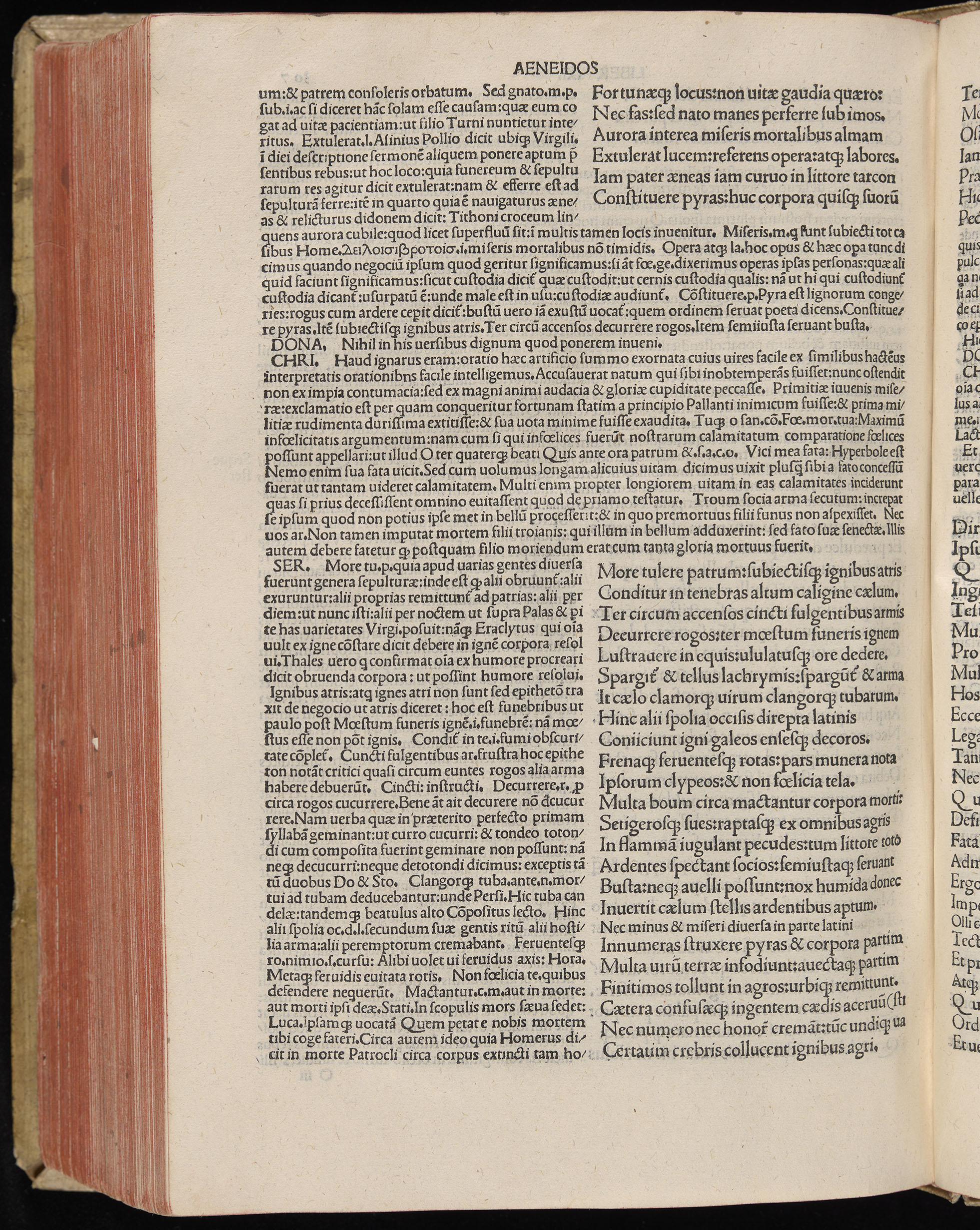Vergilius cum c?mentariis quinque videlicet: Seruii, Landini, Ant. Mancinelli, Donati, Domitii. (M. Vegius' Book XIII addition to the Aen. Also Priapeia and Catalecta.) / Colophon: Impressu Venetiis per Bartolome? de Zanis de Portesio. . . . M.cccc.xciii. Stamped vellum with clasps. Very rare. Fol. - Image 634
