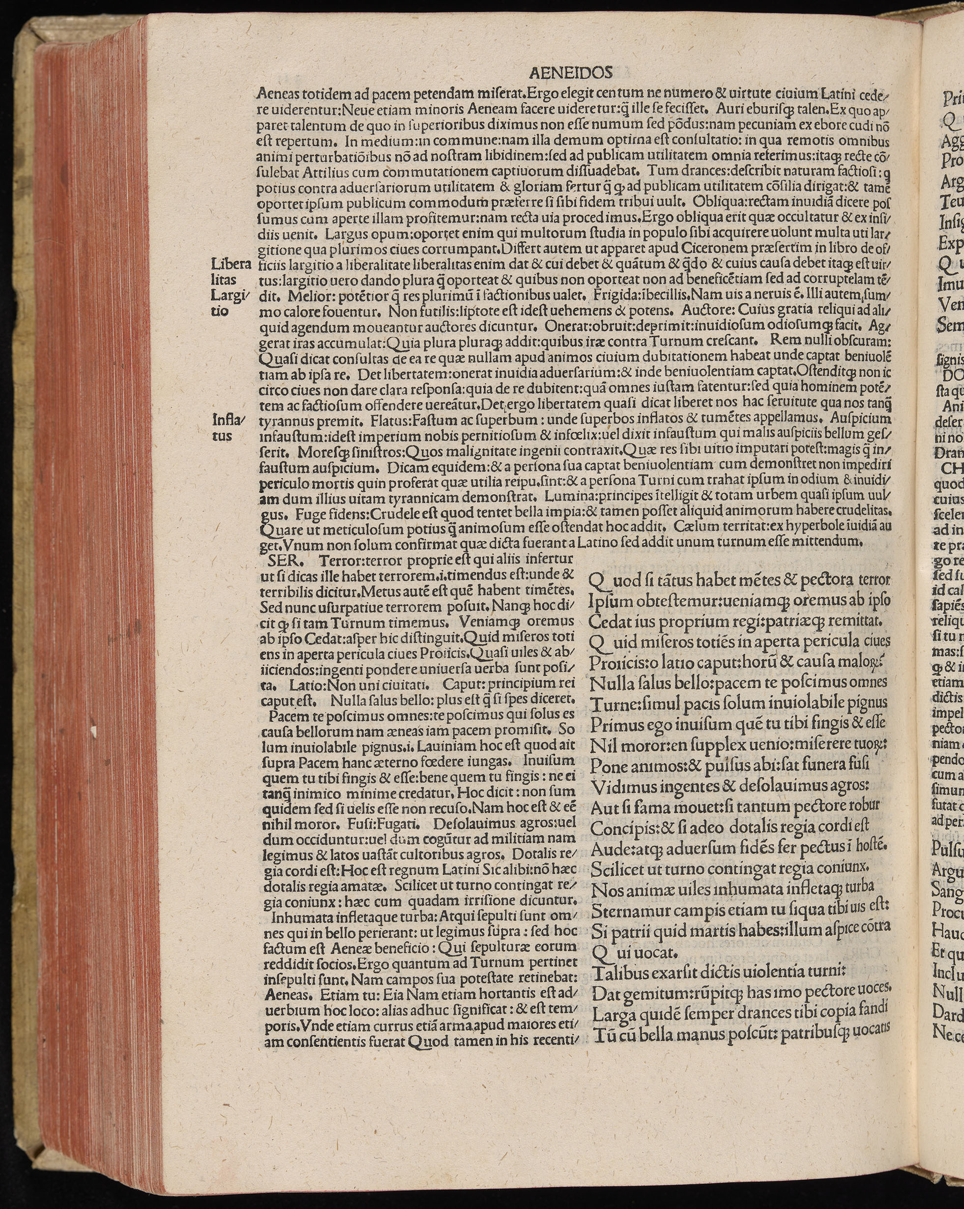Vergilius cum c?mentariis quinque videlicet: Seruii, Landini, Ant. Mancinelli, Donati, Domitii. (M. Vegius' Book XIII addition to the Aen. Also Priapeia and Catalecta.) / Colophon: Impressu Venetiis per Bartolome? de Zanis de Portesio. . . . M.cccc.xciii. Stamped vellum with clasps. Very rare. Fol. - Image 642
