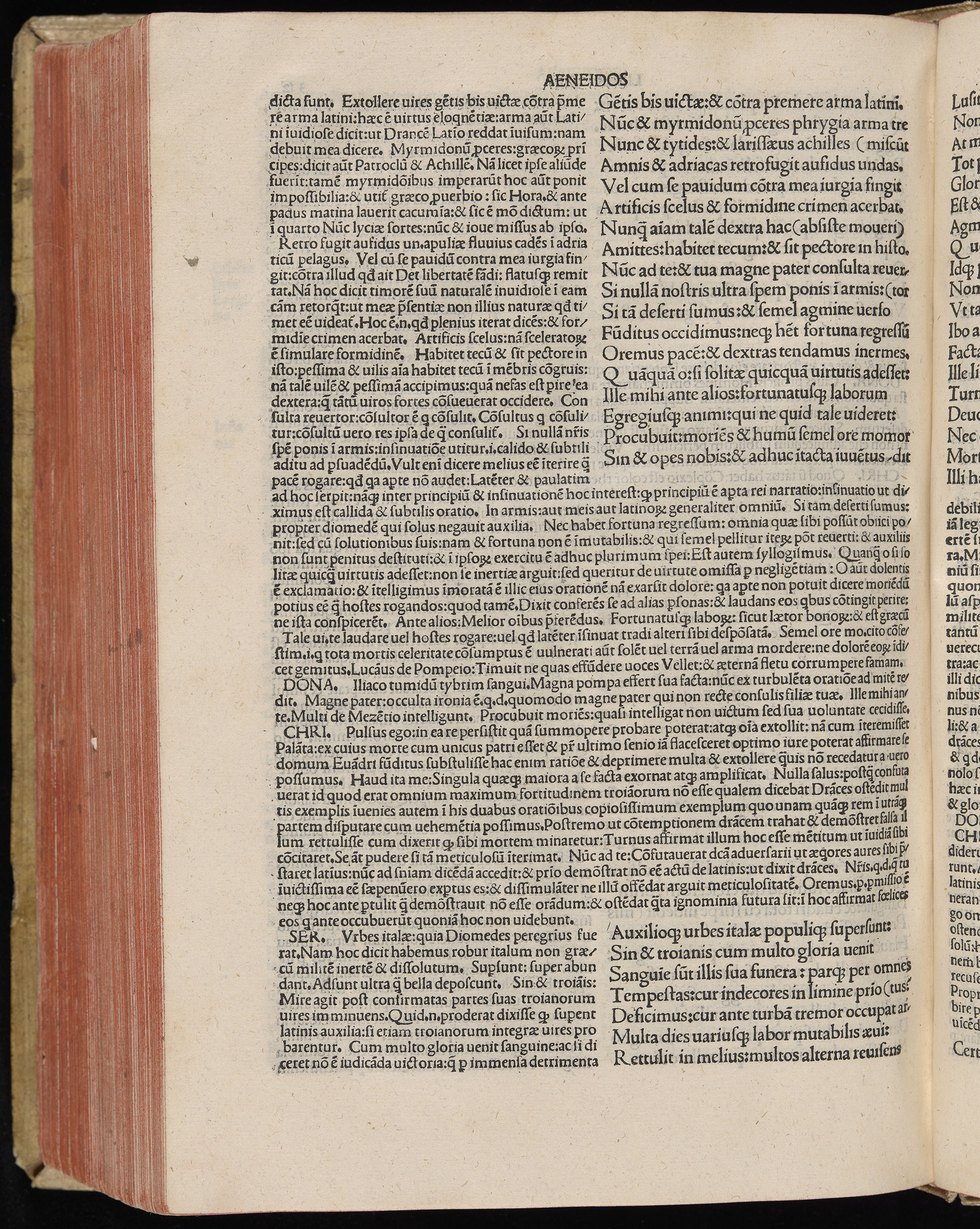 Vergilius cum c?mentariis quinque videlicet: Seruii, Landini, Ant. Mancinelli, Donati, Domitii. (M. Vegius' Book XIII addition to the Aen. Also Priapeia and Catalecta.) / Colophon: Impressu Venetiis per Bartolome? de Zanis de Portesio. . . . M.cccc.xciii. Stamped vellum with clasps. Very rare. Fol. - Image 644