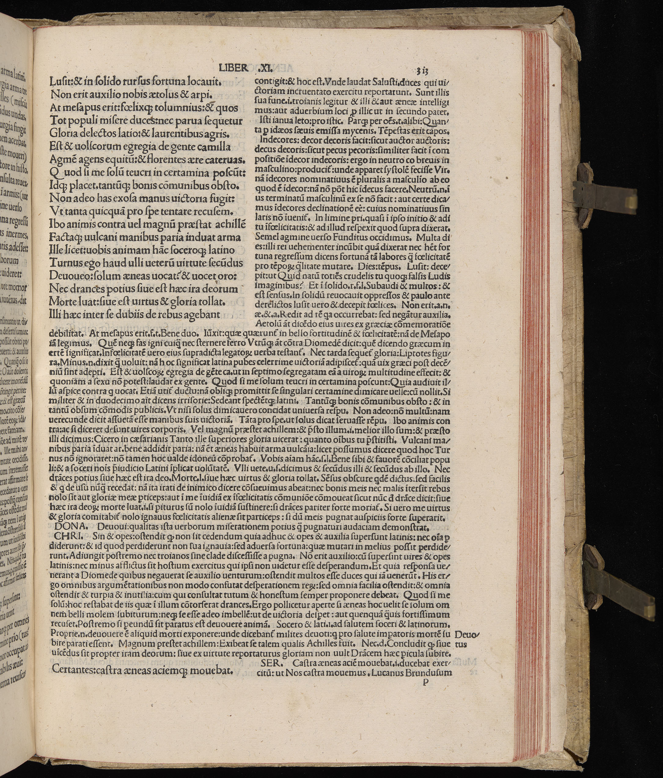 Vergilius cum c?mentariis quinque videlicet: Seruii, Landini, Ant. Mancinelli, Donati, Domitii. (M. Vegius' Book XIII addition to the Aen. Also Priapeia and Catalecta.) / Colophon: Impressu Venetiis per Bartolome? de Zanis de Portesio. . . . M.cccc.xciii. Stamped vellum with clasps. Very rare. Fol. - Image 645