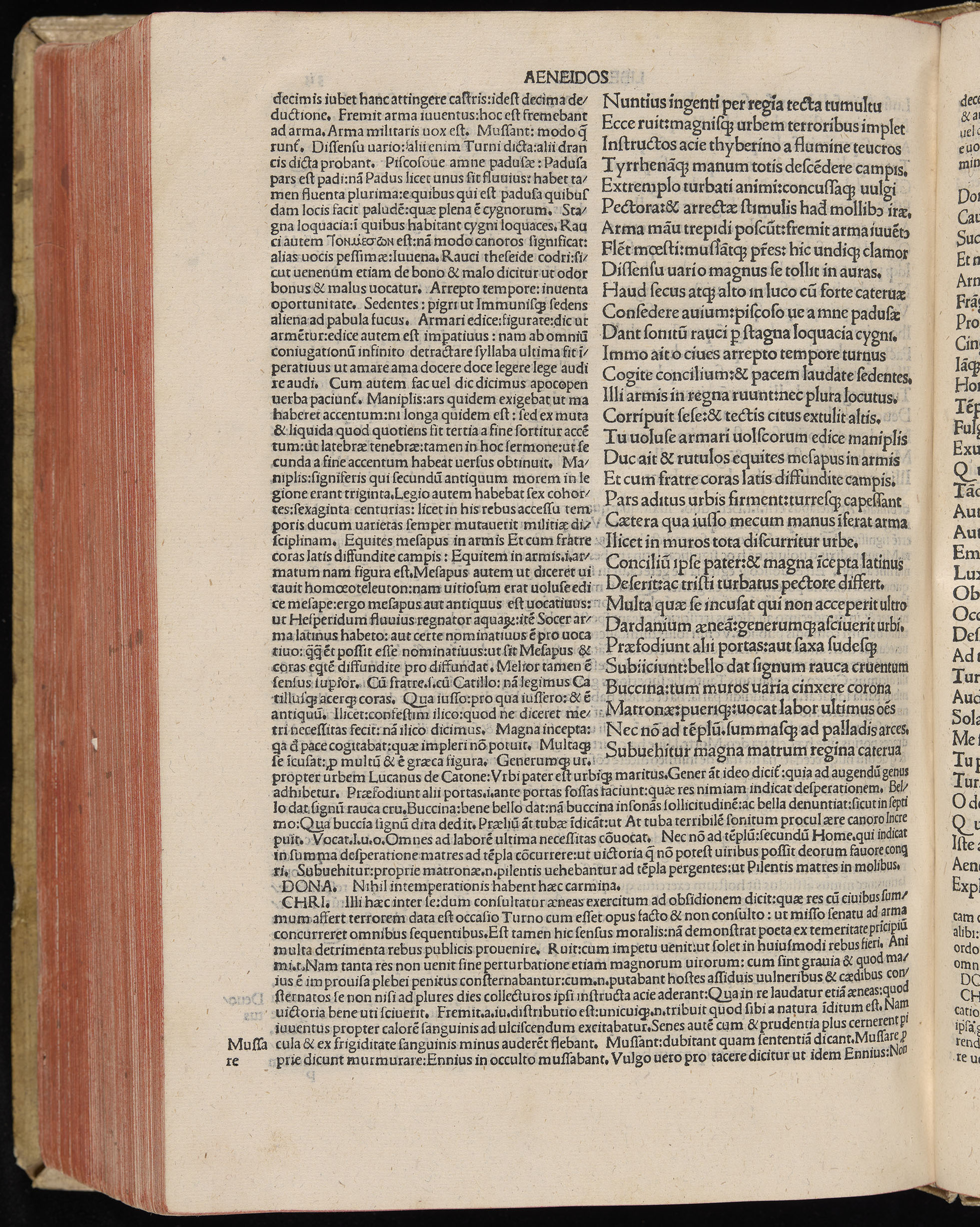 Vergilius cum c?mentariis quinque videlicet: Seruii, Landini, Ant. Mancinelli, Donati, Domitii. (M. Vegius' Book XIII addition to the Aen. Also Priapeia and Catalecta.) / Colophon: Impressu Venetiis per Bartolome? de Zanis de Portesio. . . . M.cccc.xciii. Stamped vellum with clasps. Very rare. Fol. - Image 646