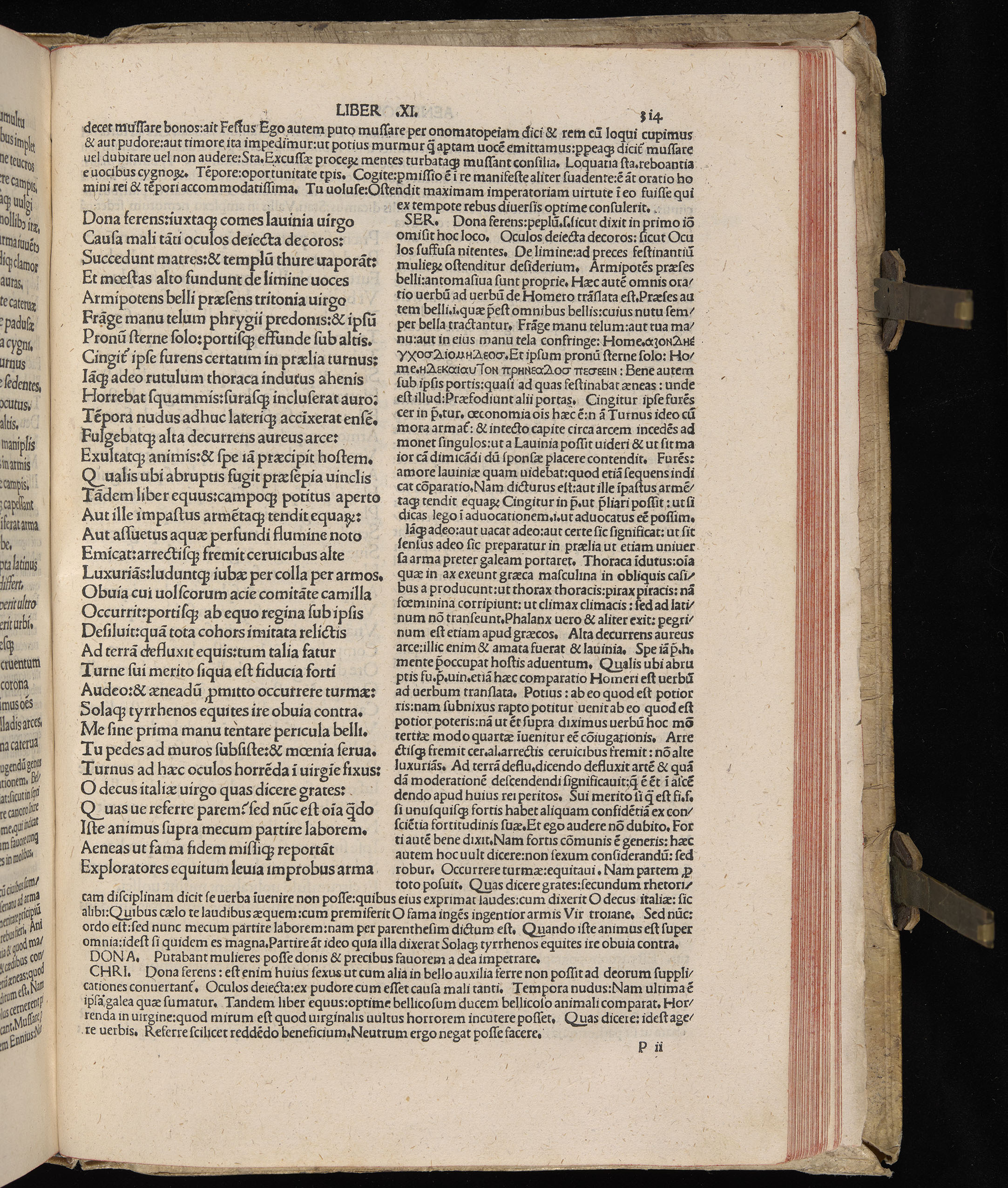 Vergilius cum c?mentariis quinque videlicet: Seruii, Landini, Ant. Mancinelli, Donati, Domitii. (M. Vegius' Book XIII addition to the Aen. Also Priapeia and Catalecta.) / Colophon: Impressu Venetiis per Bartolome? de Zanis de Portesio. . . . M.cccc.xciii. Stamped vellum with clasps. Very rare. Fol. - Image 647