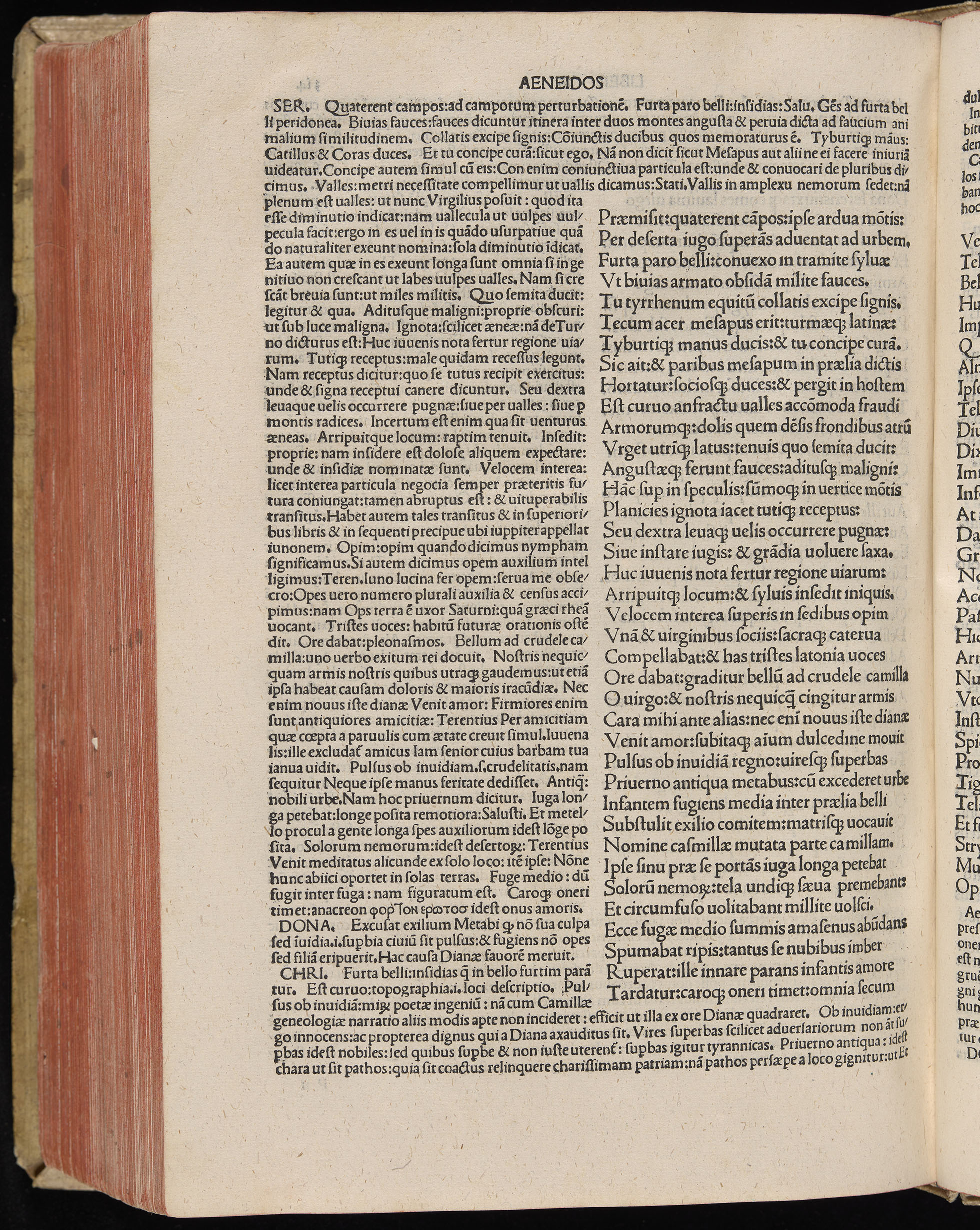 Vergilius cum c?mentariis quinque videlicet: Seruii, Landini, Ant. Mancinelli, Donati, Domitii. (M. Vegius' Book XIII addition to the Aen. Also Priapeia and Catalecta.) / Colophon: Impressu Venetiis per Bartolome? de Zanis de Portesio. . . . M.cccc.xciii. Stamped vellum with clasps. Very rare. Fol. - Image 648