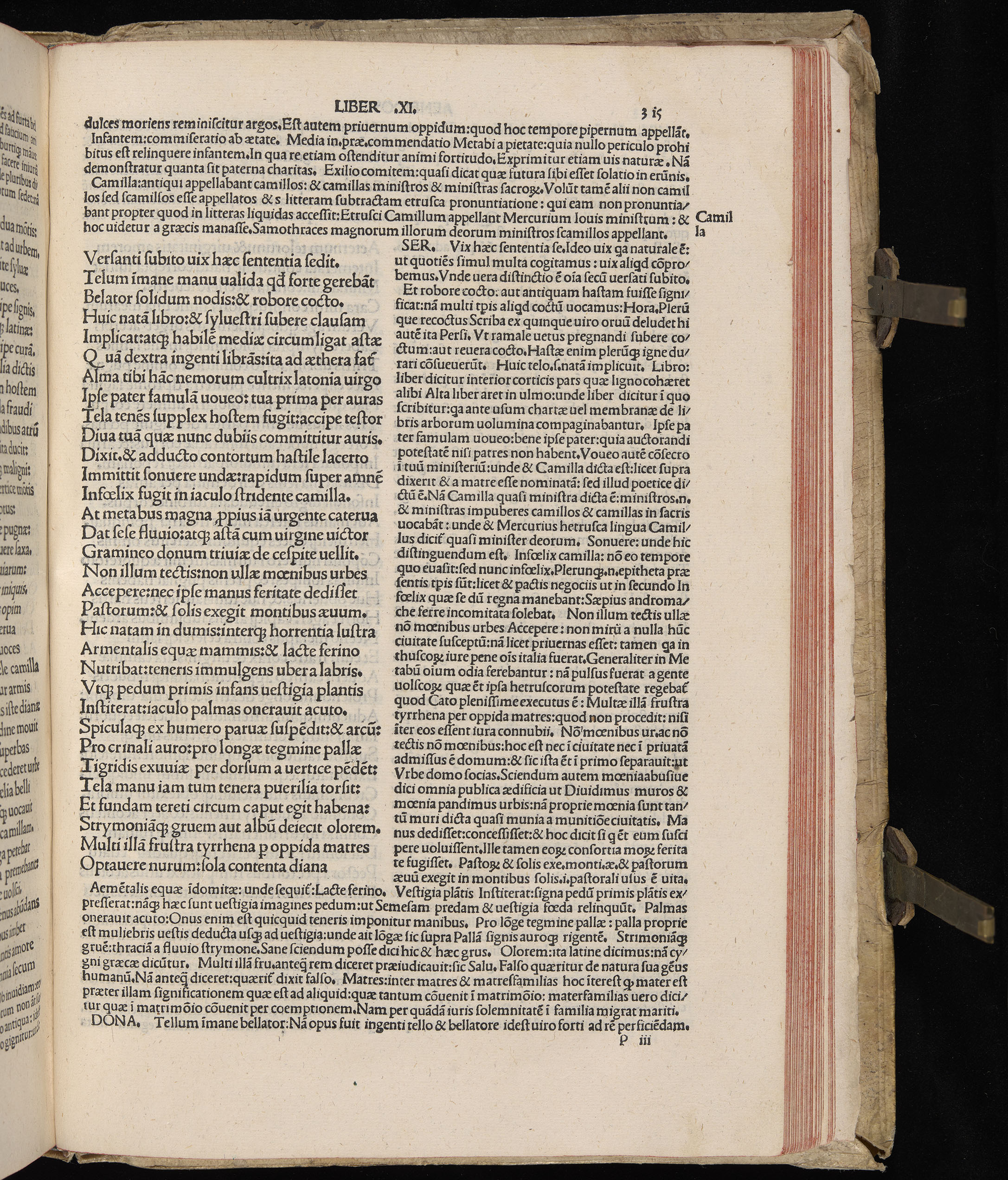 Vergilius cum c?mentariis quinque videlicet: Seruii, Landini, Ant. Mancinelli, Donati, Domitii. (M. Vegius' Book XIII addition to the Aen. Also Priapeia and Catalecta.) / Colophon: Impressu Venetiis per Bartolome? de Zanis de Portesio. . . . M.cccc.xciii. Stamped vellum with clasps. Very rare. Fol. - Image 649