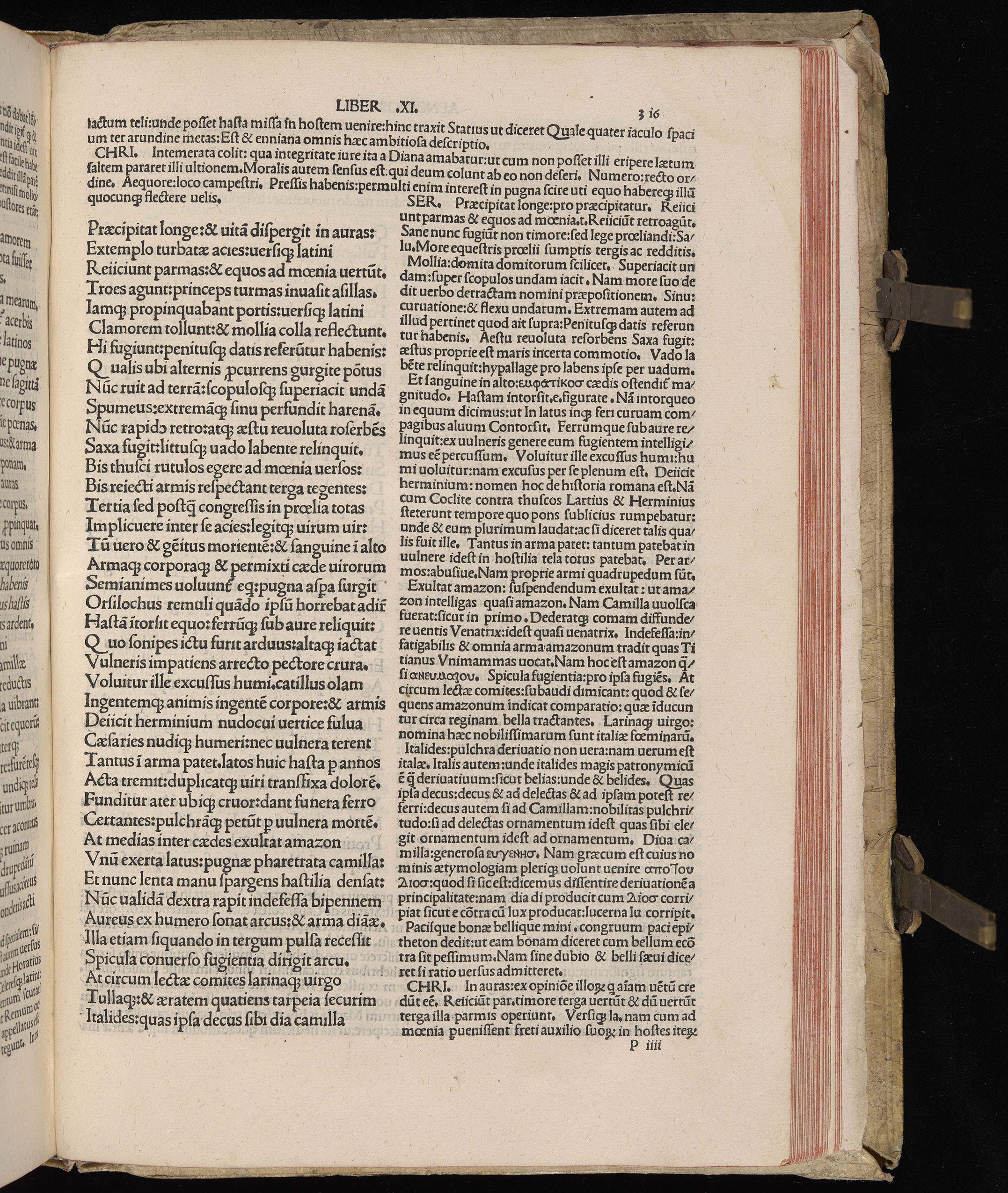 Vergilius cum c?mentariis quinque videlicet: Seruii, Landini, Ant. Mancinelli, Donati, Domitii. (M. Vegius' Book XIII addition to the Aen. Also Priapeia and Catalecta.) / Colophon: Impressu Venetiis per Bartolome? de Zanis de Portesio. . . . M.cccc.xciii. Stamped vellum with clasps. Very rare. Fol. - Image 651