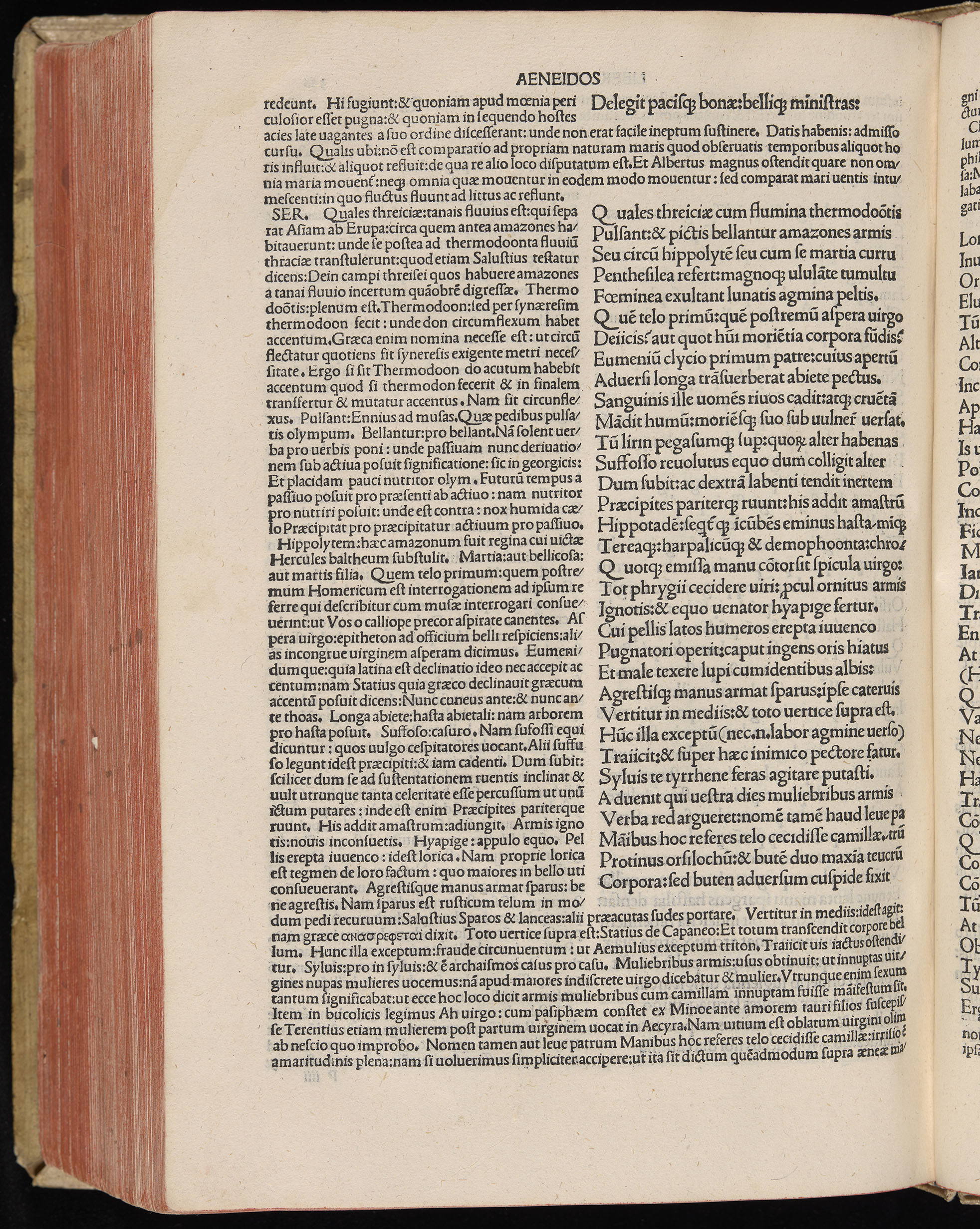 Vergilius cum c?mentariis quinque videlicet: Seruii, Landini, Ant. Mancinelli, Donati, Domitii. (M. Vegius' Book XIII addition to the Aen. Also Priapeia and Catalecta.) / Colophon: Impressu Venetiis per Bartolome? de Zanis de Portesio. . . . M.cccc.xciii. Stamped vellum with clasps. Very rare. Fol. - Image 652