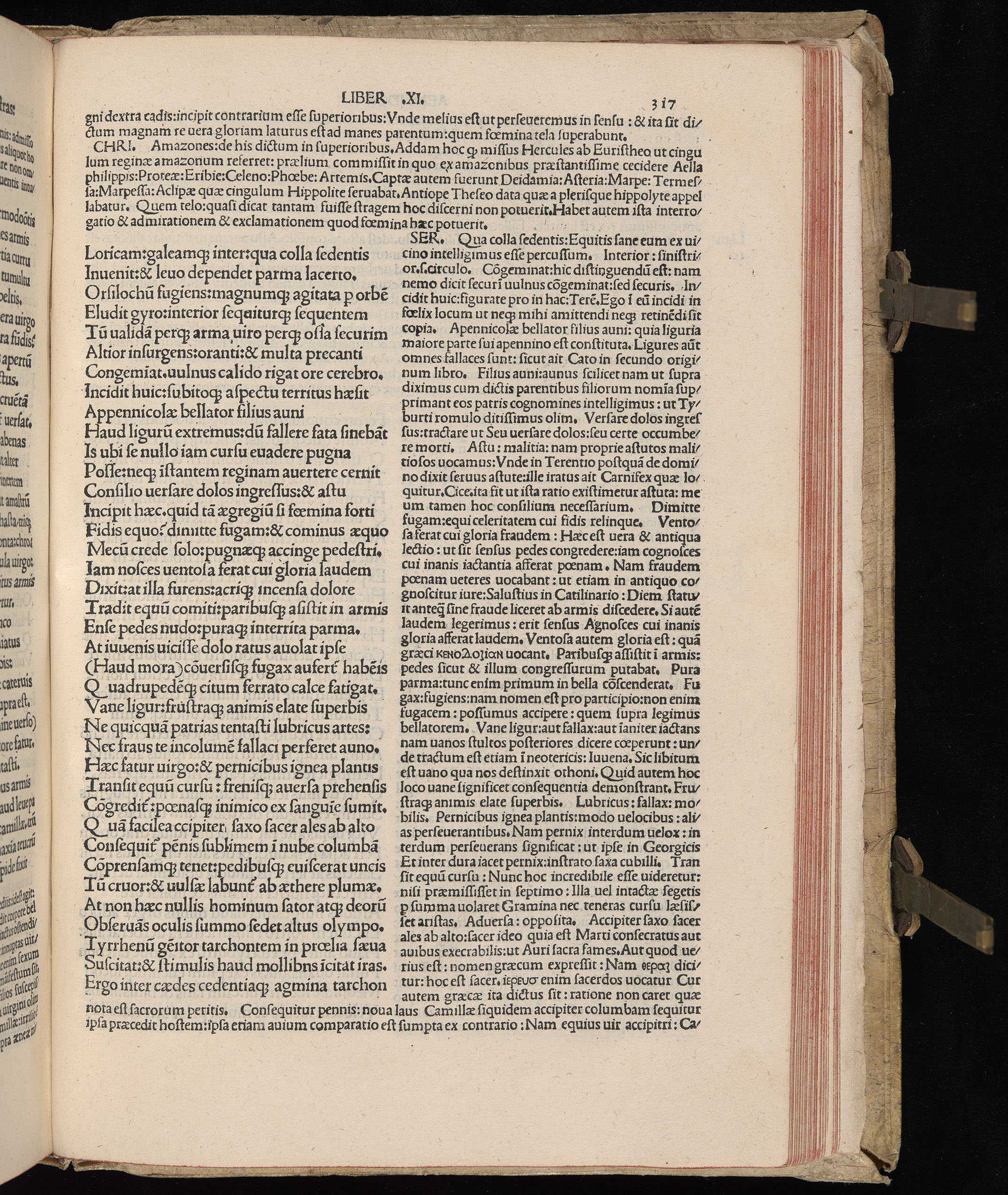 Vergilius cum c?mentariis quinque videlicet: Seruii, Landini, Ant. Mancinelli, Donati, Domitii. (M. Vegius' Book XIII addition to the Aen. Also Priapeia and Catalecta.) / Colophon: Impressu Venetiis per Bartolome? de Zanis de Portesio. . . . M.cccc.xciii. Stamped vellum with clasps. Very rare. Fol. - Image 653