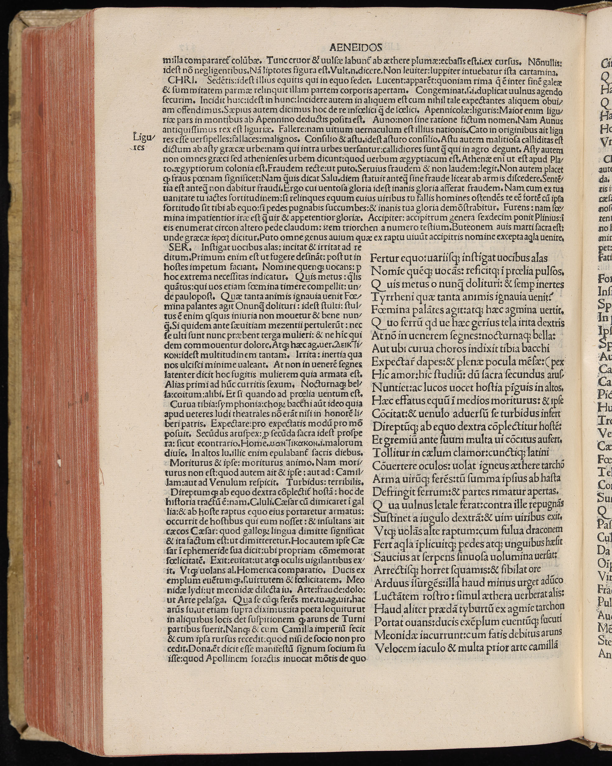 Vergilius cum c?mentariis quinque videlicet: Seruii, Landini, Ant. Mancinelli, Donati, Domitii. (M. Vegius' Book XIII addition to the Aen. Also Priapeia and Catalecta.) / Colophon: Impressu Venetiis per Bartolome? de Zanis de Portesio. . . . M.cccc.xciii. Stamped vellum with clasps. Very rare. Fol. - Image 654