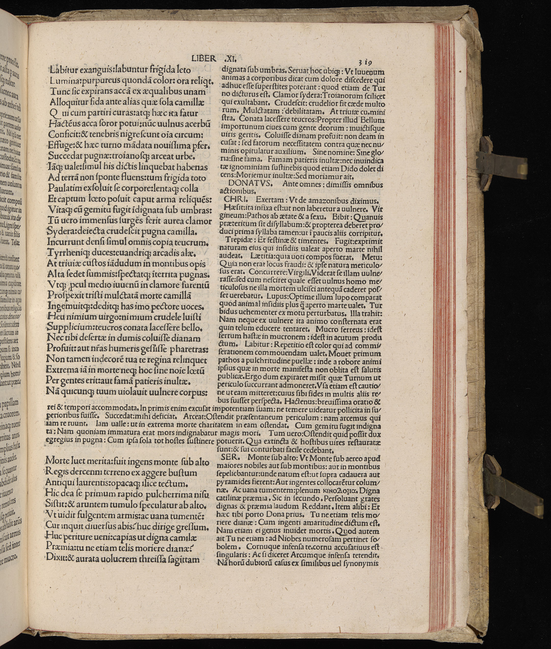 Vergilius cum c?mentariis quinque videlicet: Seruii, Landini, Ant. Mancinelli, Donati, Domitii. (M. Vegius' Book XIII addition to the Aen. Also Priapeia and Catalecta.) / Colophon: Impressu Venetiis per Bartolome? de Zanis de Portesio. . . . M.cccc.xciii. Stamped vellum with clasps. Very rare. Fol. - Image 657