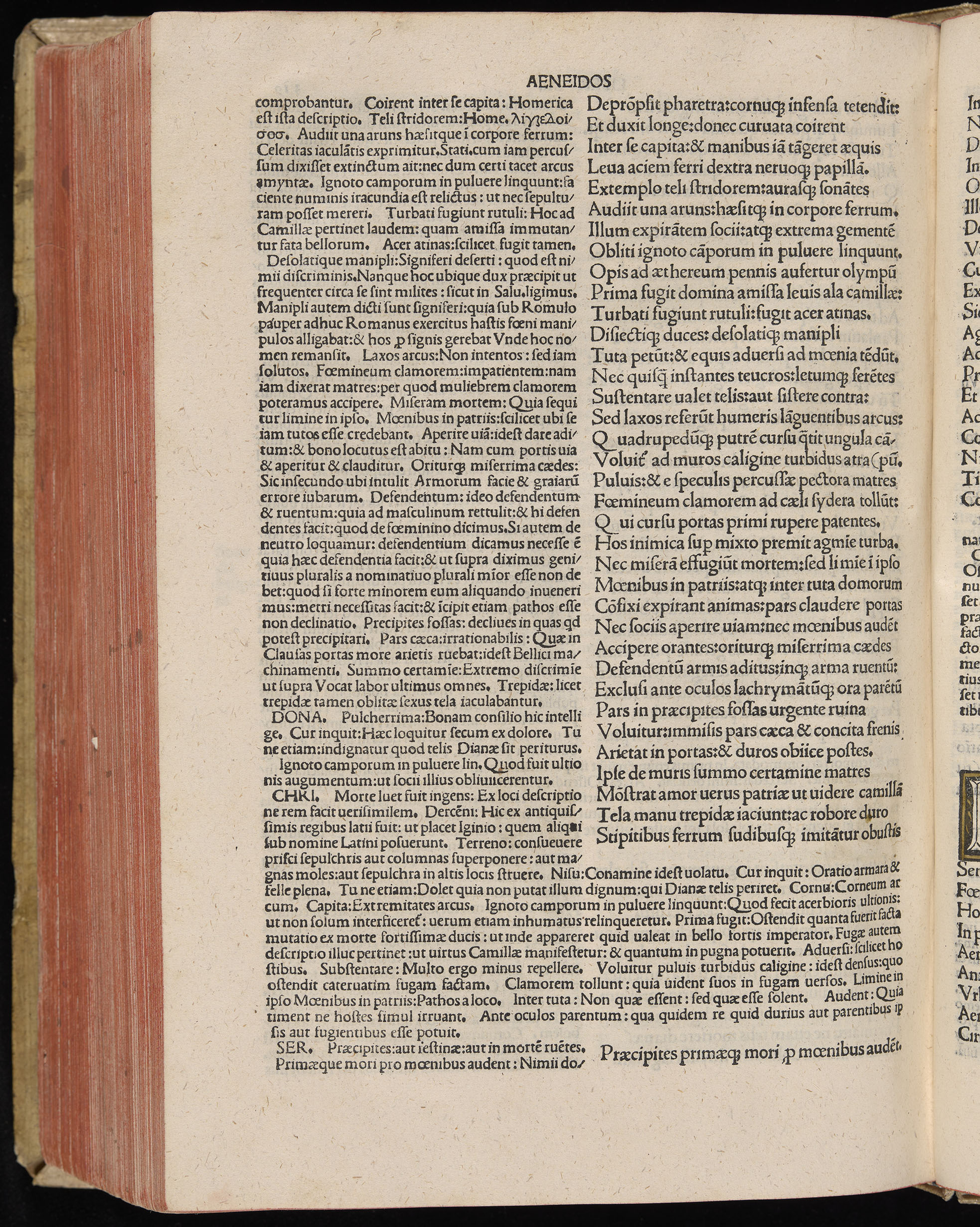 Vergilius cum c?mentariis quinque videlicet: Seruii, Landini, Ant. Mancinelli, Donati, Domitii. (M. Vegius' Book XIII addition to the Aen. Also Priapeia and Catalecta.) / Colophon: Impressu Venetiis per Bartolome? de Zanis de Portesio. . . . M.cccc.xciii. Stamped vellum with clasps. Very rare. Fol. - Image 658