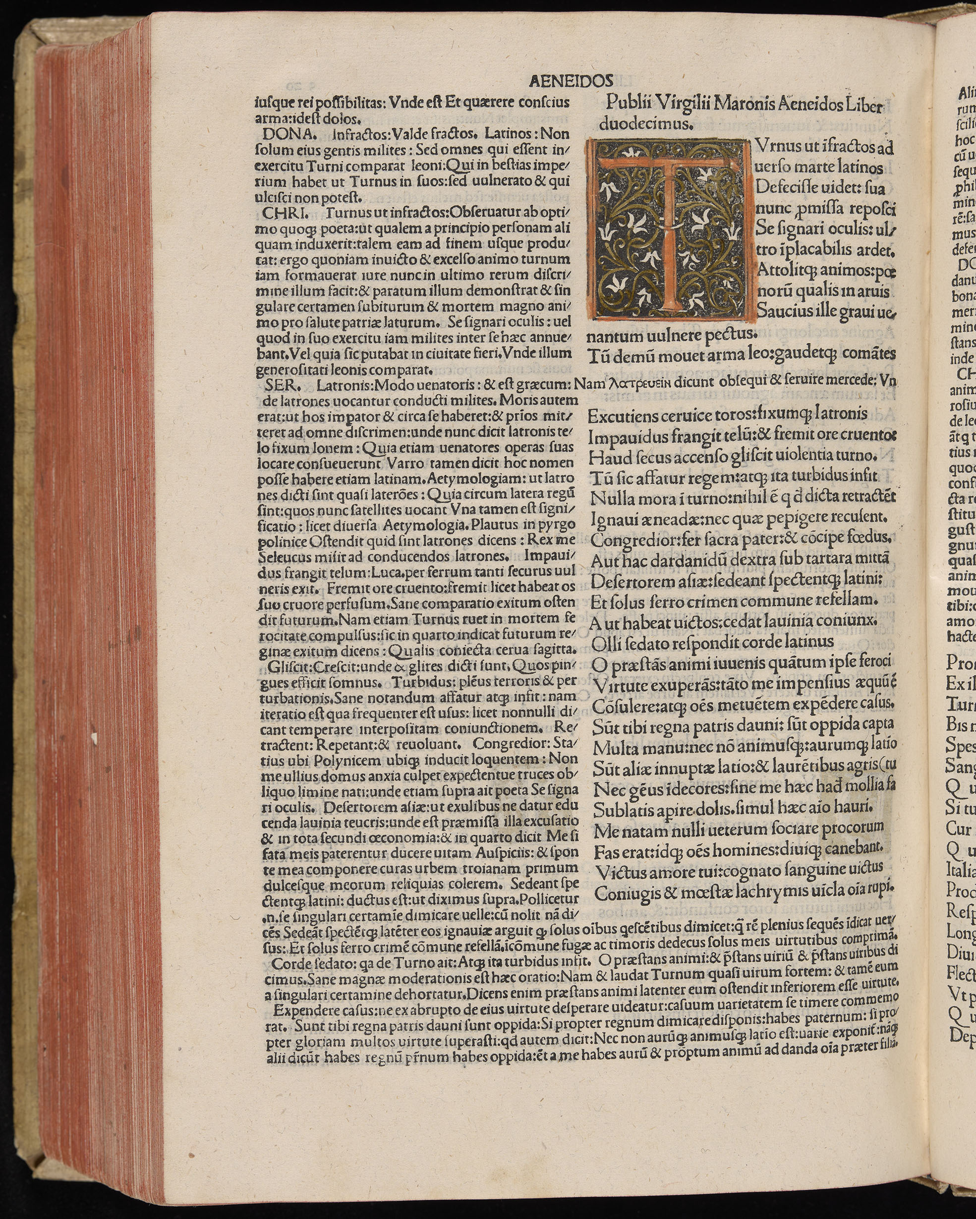 Vergilius cum c?mentariis quinque videlicet: Seruii, Landini, Ant. Mancinelli, Donati, Domitii. (M. Vegius' Book XIII addition to the Aen. Also Priapeia and Catalecta.) / Colophon: Impressu Venetiis per Bartolome? de Zanis de Portesio. . . . M.cccc.xciii. Stamped vellum with clasps. Very rare. Fol. - Image 660