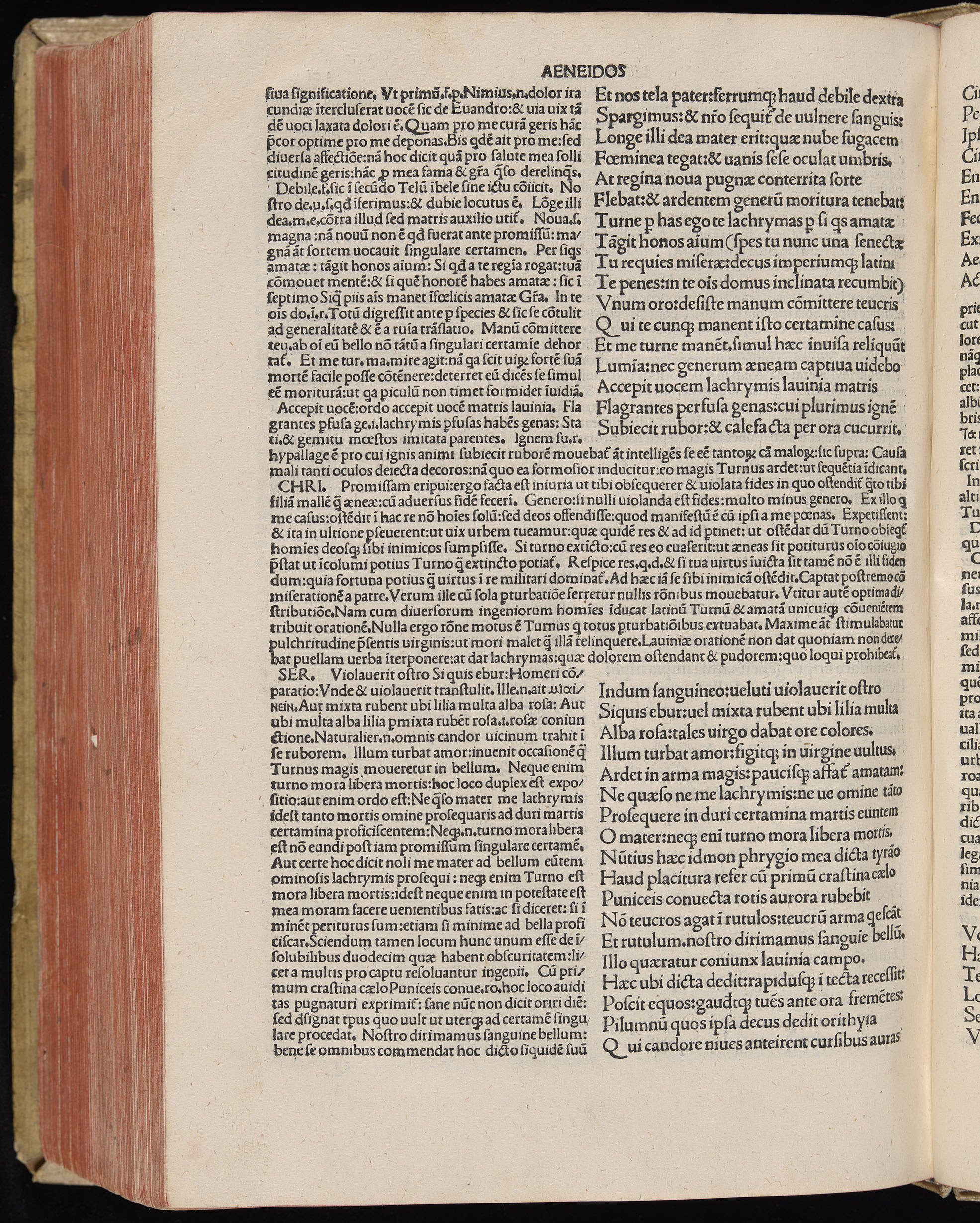 Vergilius cum c?mentariis quinque videlicet: Seruii, Landini, Ant. Mancinelli, Donati, Domitii. (M. Vegius' Book XIII addition to the Aen. Also Priapeia and Catalecta.) / Colophon: Impressu Venetiis per Bartolome? de Zanis de Portesio. . . . M.cccc.xciii. Stamped vellum with clasps. Very rare. Fol. - Image 662