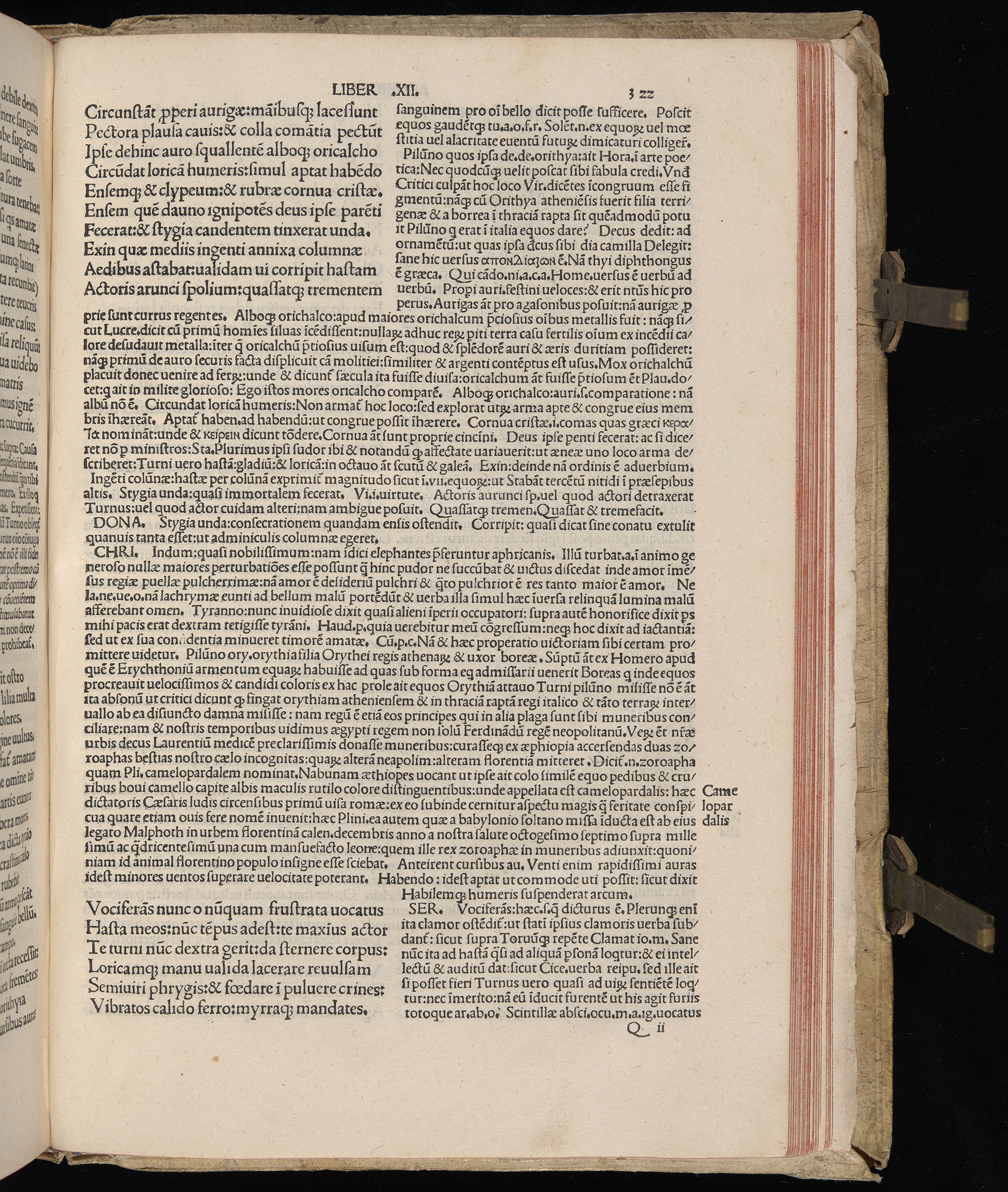 Vergilius cum c?mentariis quinque videlicet: Seruii, Landini, Ant. Mancinelli, Donati, Domitii. (M. Vegius' Book XIII addition to the Aen. Also Priapeia and Catalecta.) / Colophon: Impressu Venetiis per Bartolome? de Zanis de Portesio. . . . M.cccc.xciii. Stamped vellum with clasps. Very rare. Fol. - Image 663